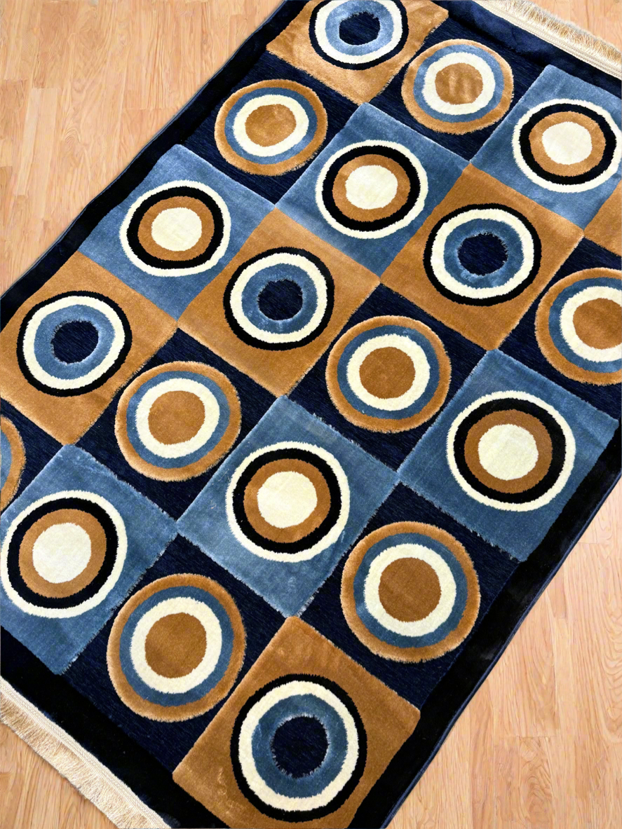 Retro Geometric Circles Rug - Size 125x170cm (4.1x5.7)ft