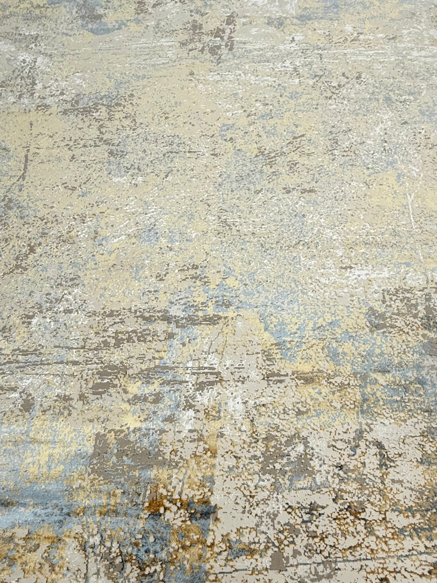 Abstract Textured Modern Rug - Beige, Cream, Grey, Gold & Light Blue | 250x350 cm (8.2x11.5 ft)