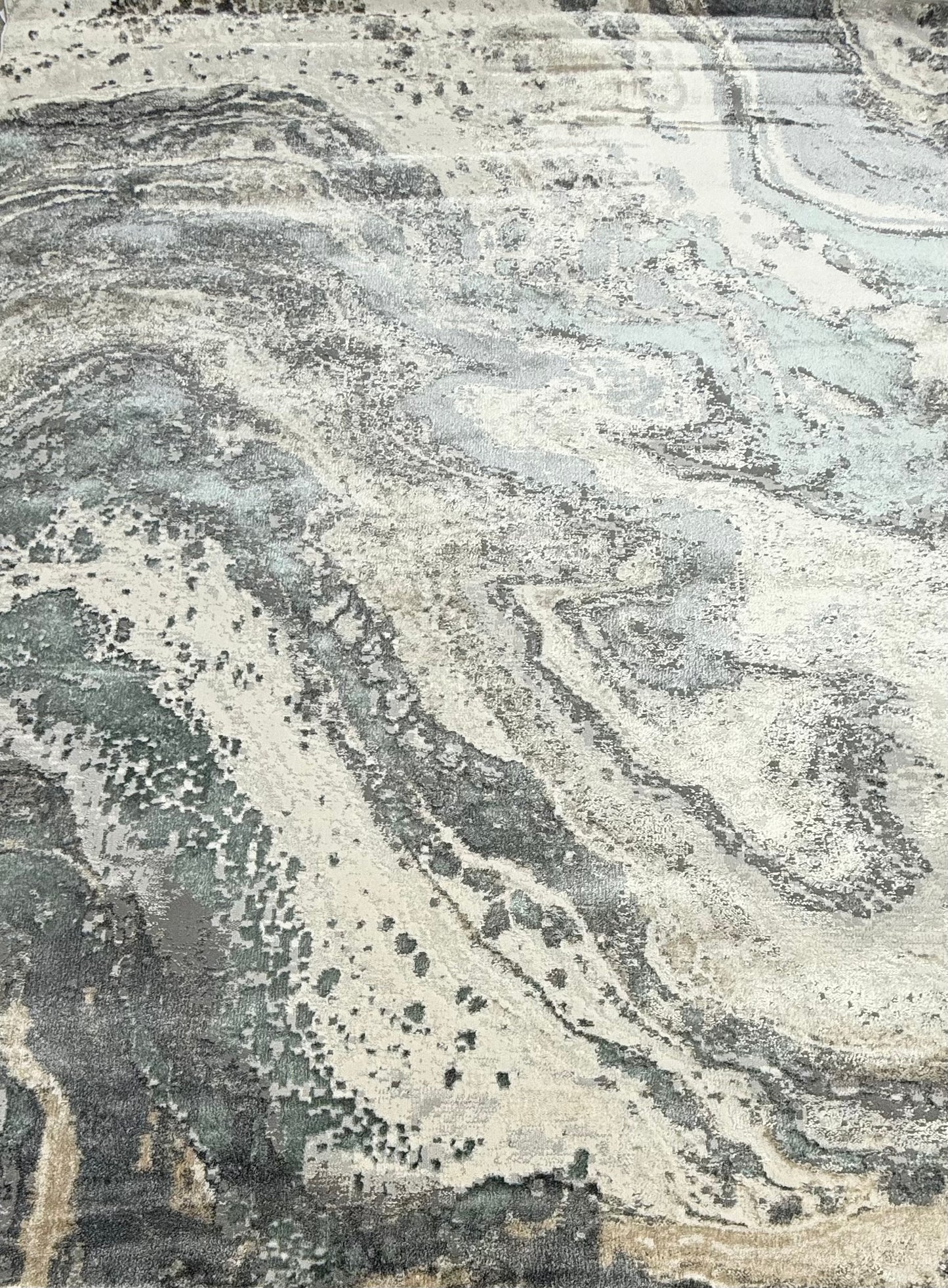 Premium Marble Swirl Abstract Area Rug – Grey, Ivory, Sage & Charcoal Tones | Size 239×300 cm (7.10 × 9.10 ft)