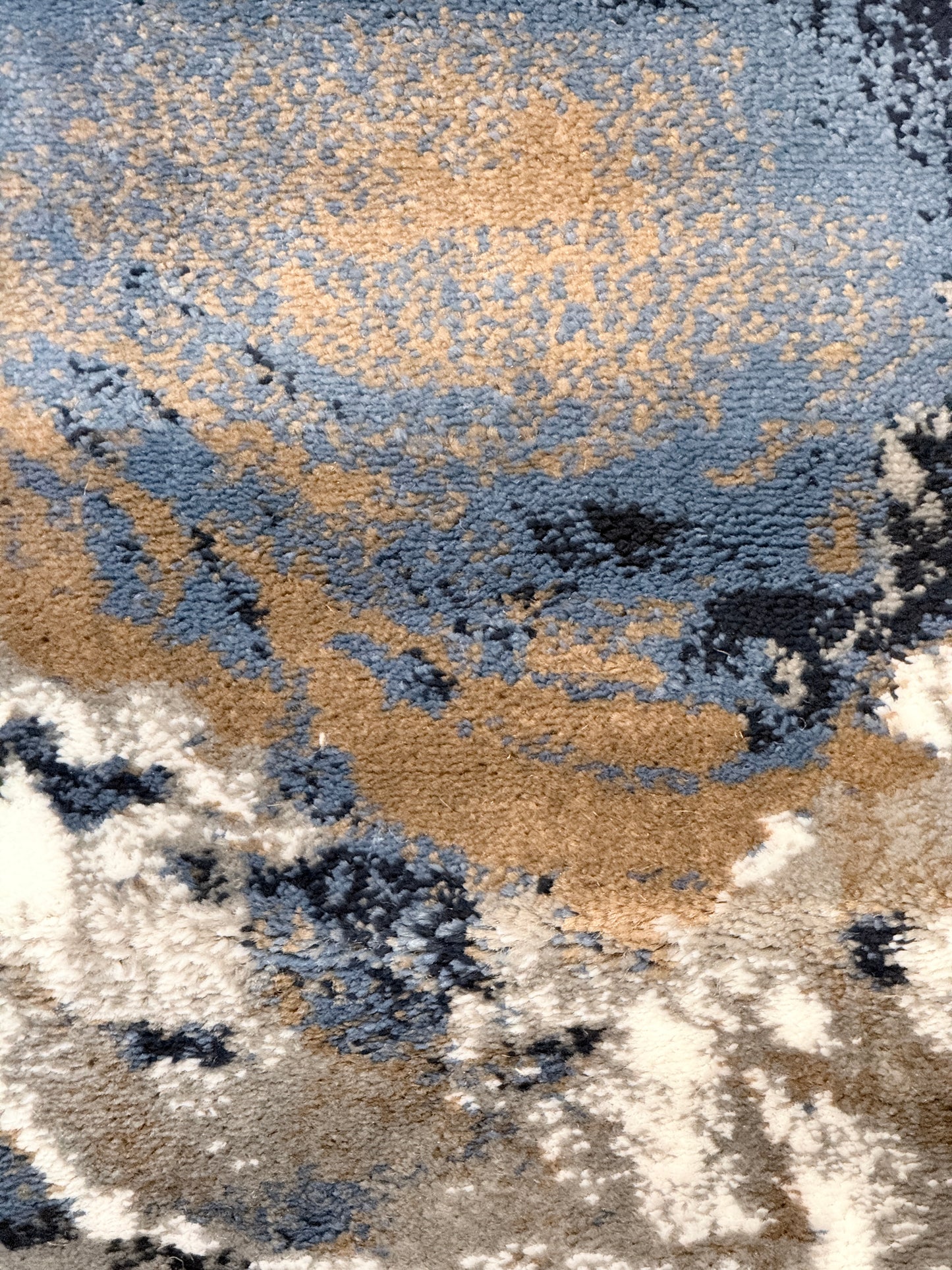 Azure Storm Abstract Rug  |slate blue, navy, sandy beige, and white | Size 3.3x5.0 ft