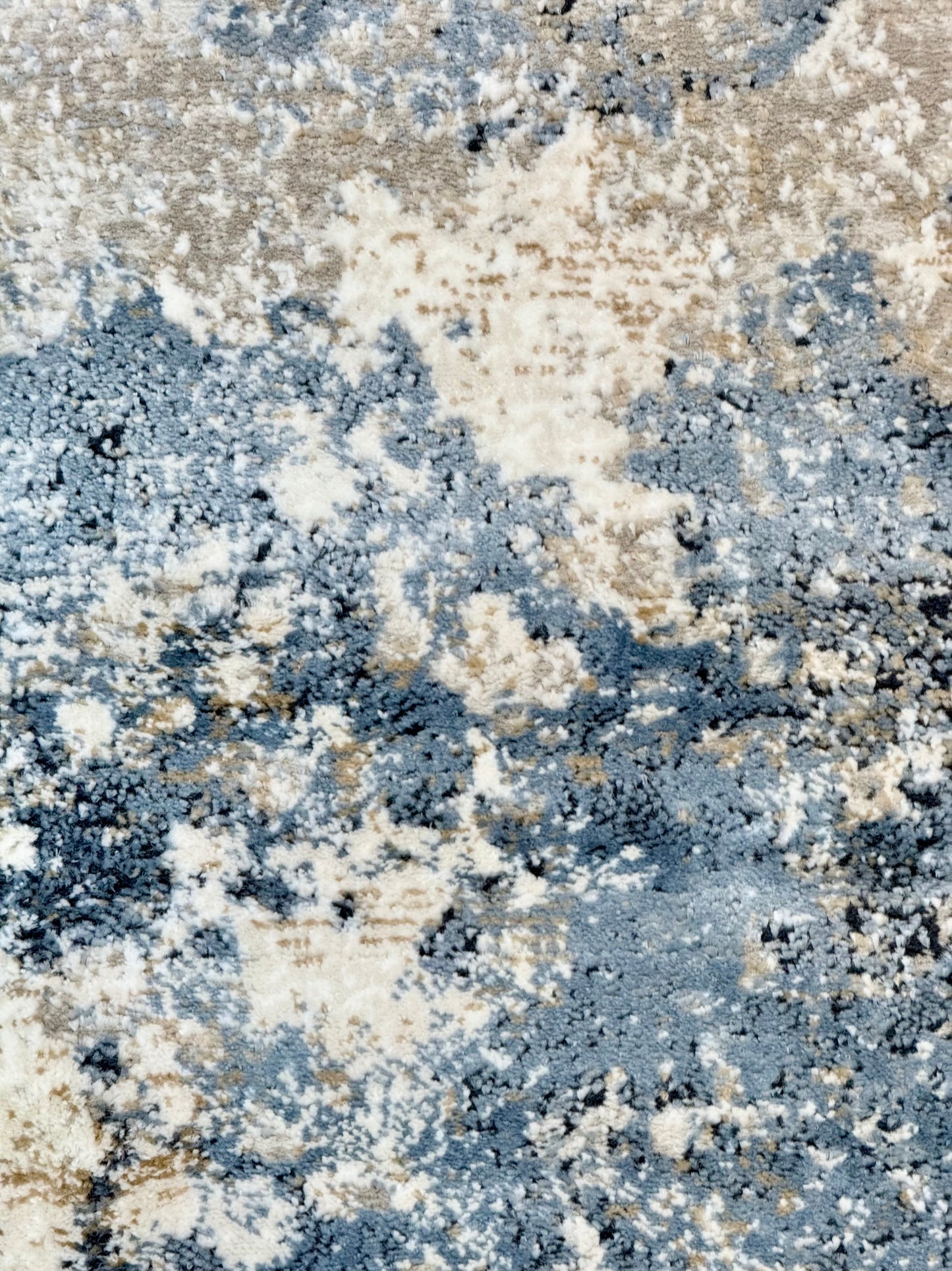 Stylish Living Room Rug - Abstract Marble Effect, Neutral Grey & Blue | Size 150x220 cm (4.11 x 7.3 ft)