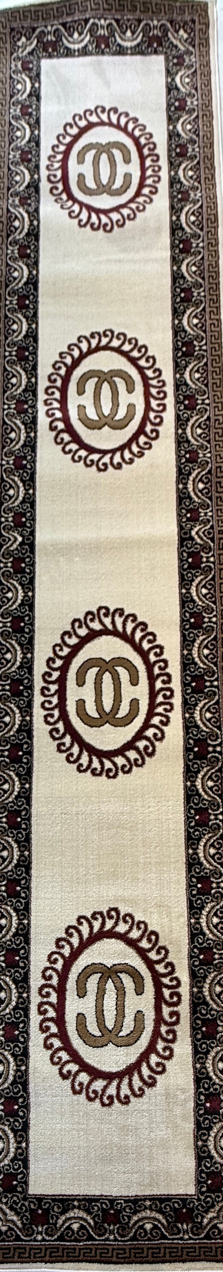 Classic Medallion Runner Rug Beige Brown Black 2.7 x 13.2 feet