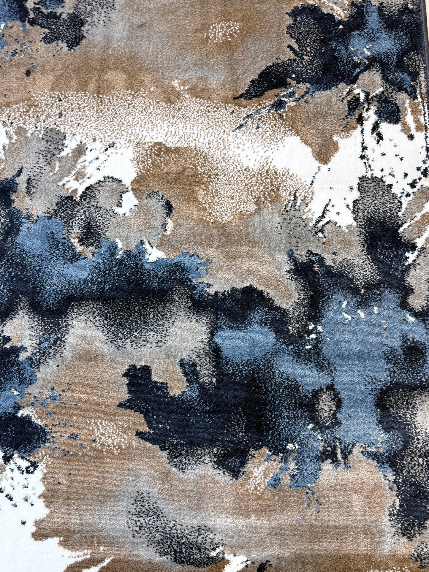 Abstract Nebula Area Rug |   navy blue, charcoal grey & earthy taupe | Size 3.3x5.0 ft