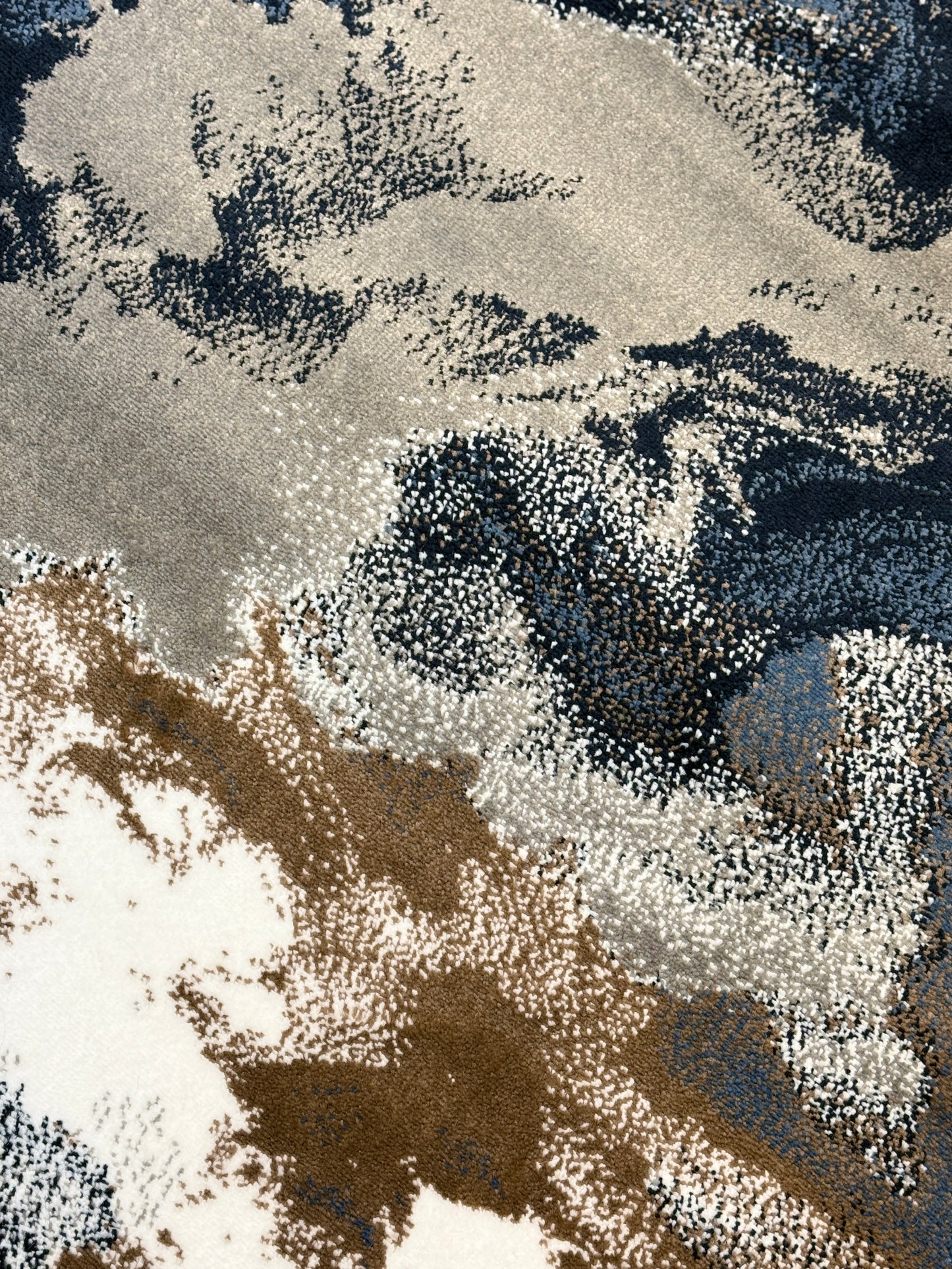 Celestial Nebula Abstract Area Rug | navy, slate blue, charcoal & bronze | Size 3.3x5.0 ft