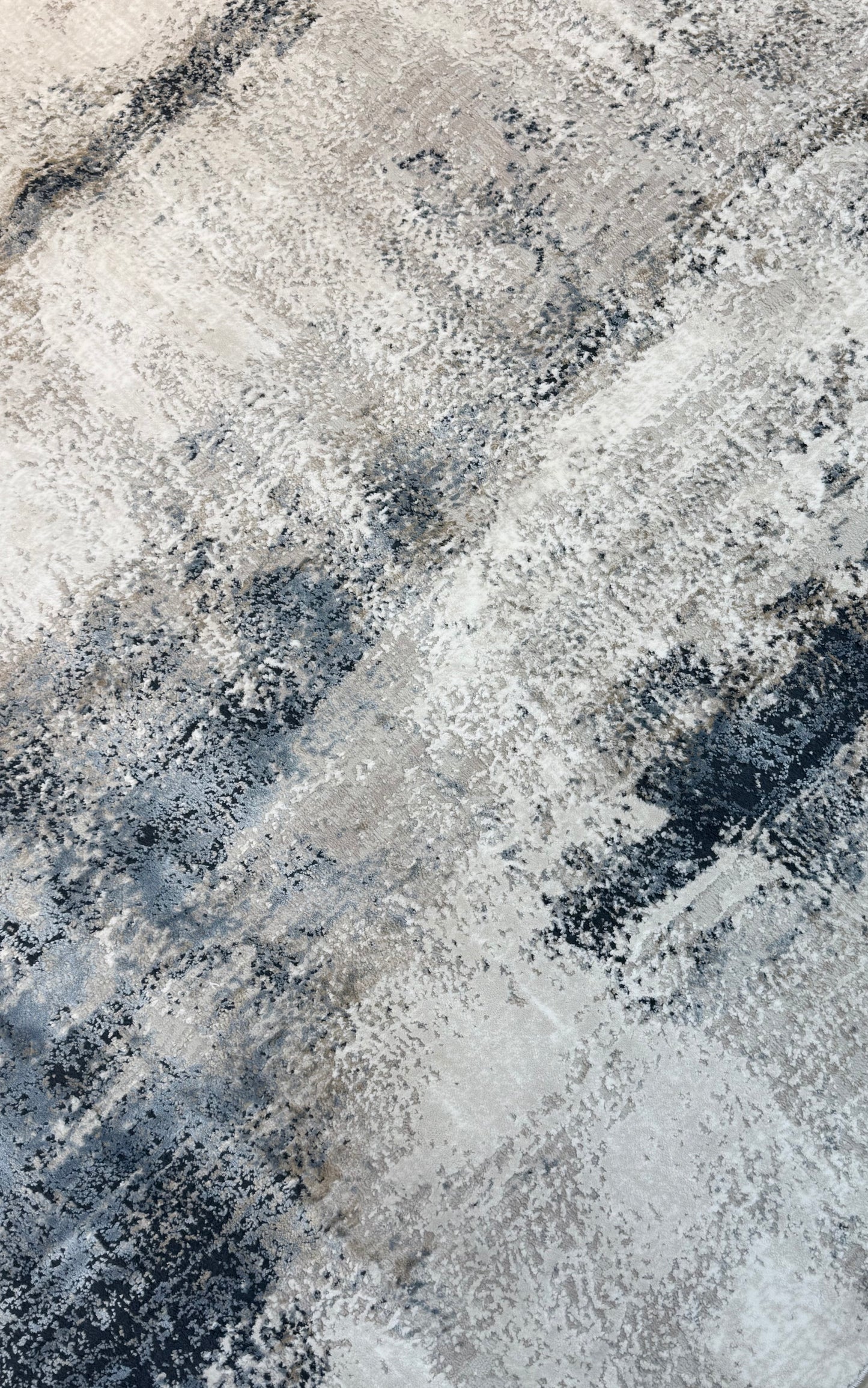 The Cloudy Horizon Area Rug soft grey, dark navy, and off-white tones | Size 150x220 cm (4.11x7.3 ft)