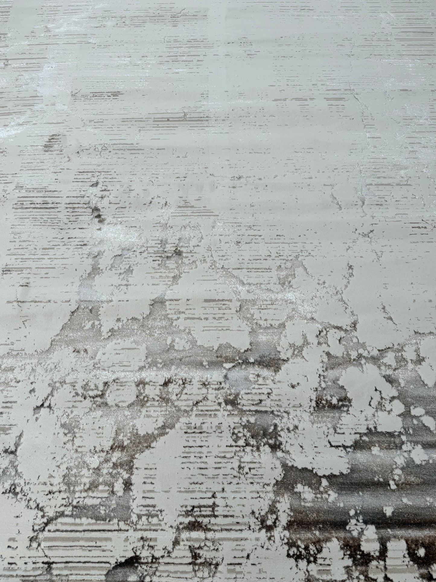 Modern Abstract Distressed Marble Faded Lines Area Rug, White/Ivory & Grey, Size 250 x 350 cm (8'3"x11'6")ft