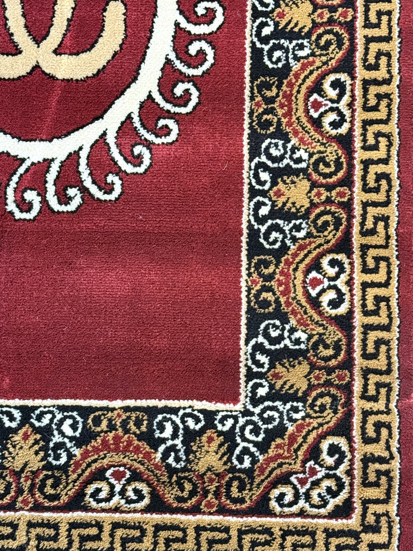 Traditional Classic Runner Rug | Deep Maroon Red Beige Gold & Black | Size 2.7x9.6 ft