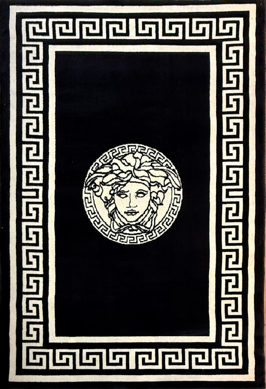 Luxury Black Versace-Inspired Area Rug – 5x8 Elegant Design
