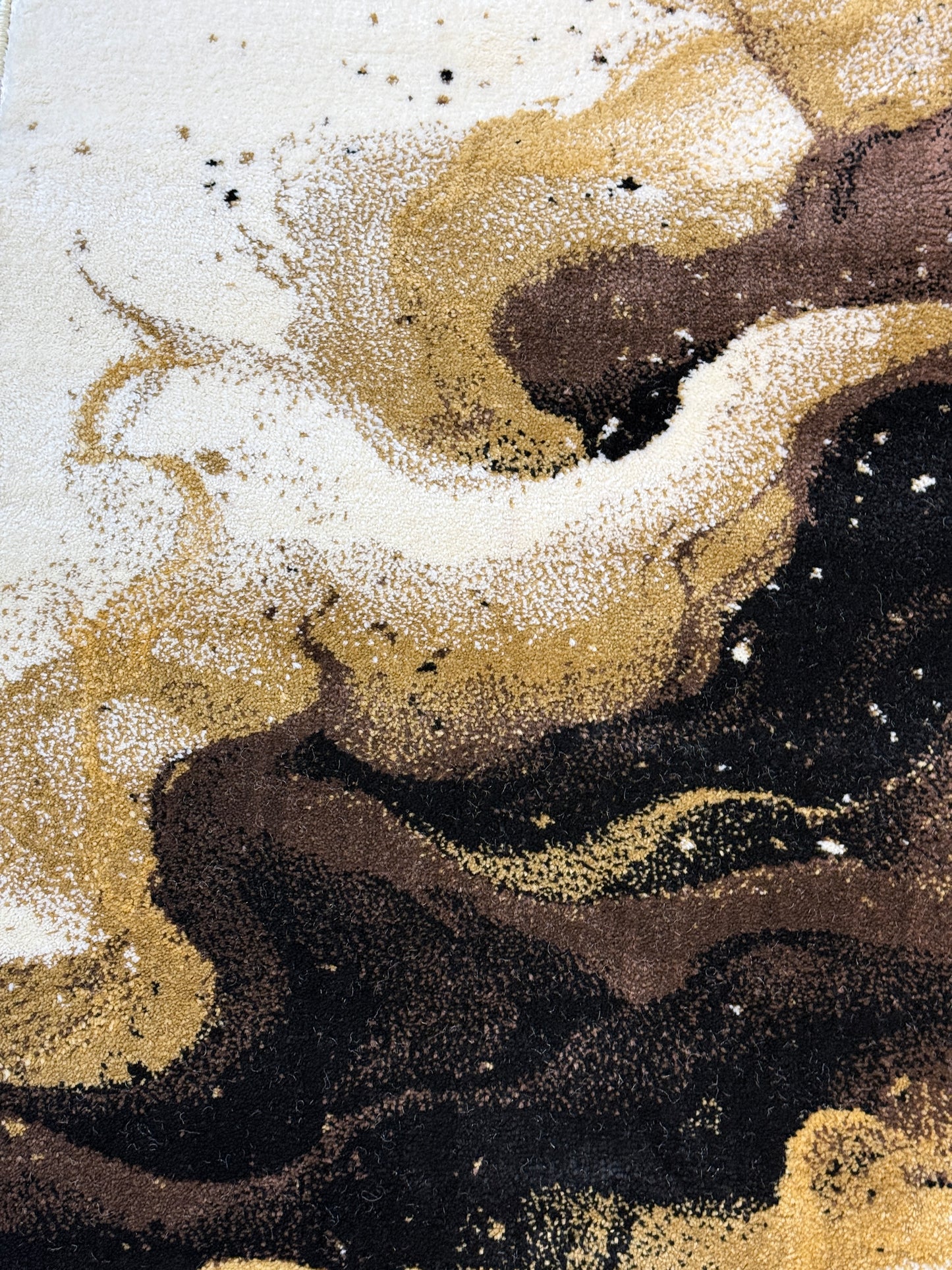 The Fluid, Marble Wave Area Rug | Cream, gold, brown & black | Size 2.7 x 5 feet.
