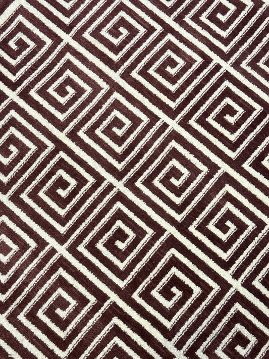 Geometric Greek Key Design Carpet Brown and White Size (3 x 5 )ft