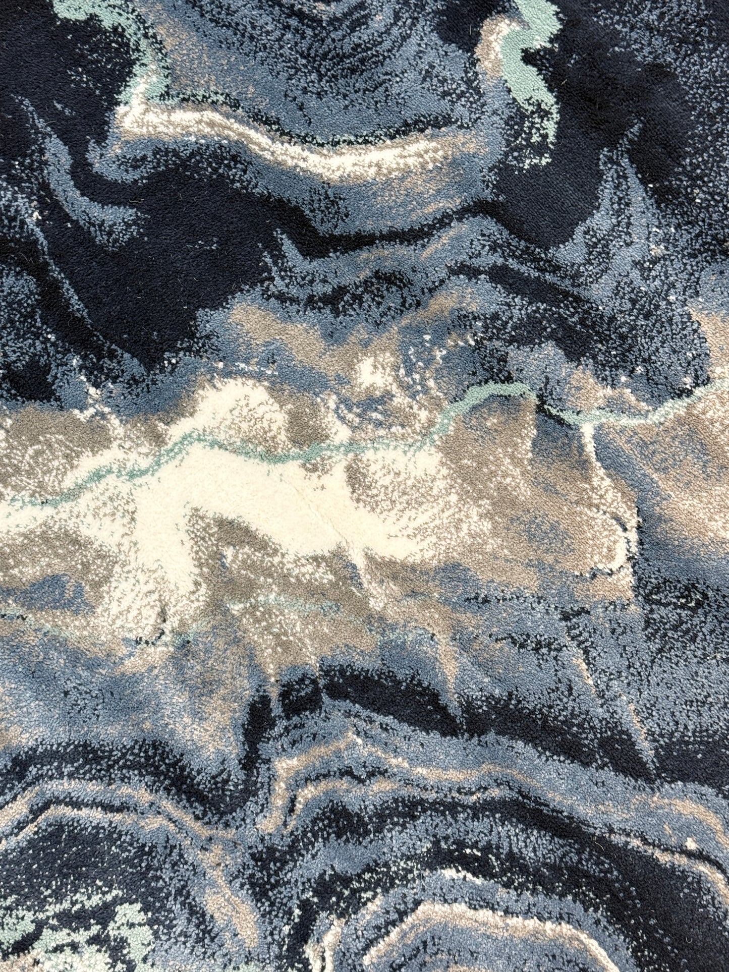 Midnight Marble Abstract Area Rug | deep navy, charcoal gray, and slate | Size 3.3x5.0 ft