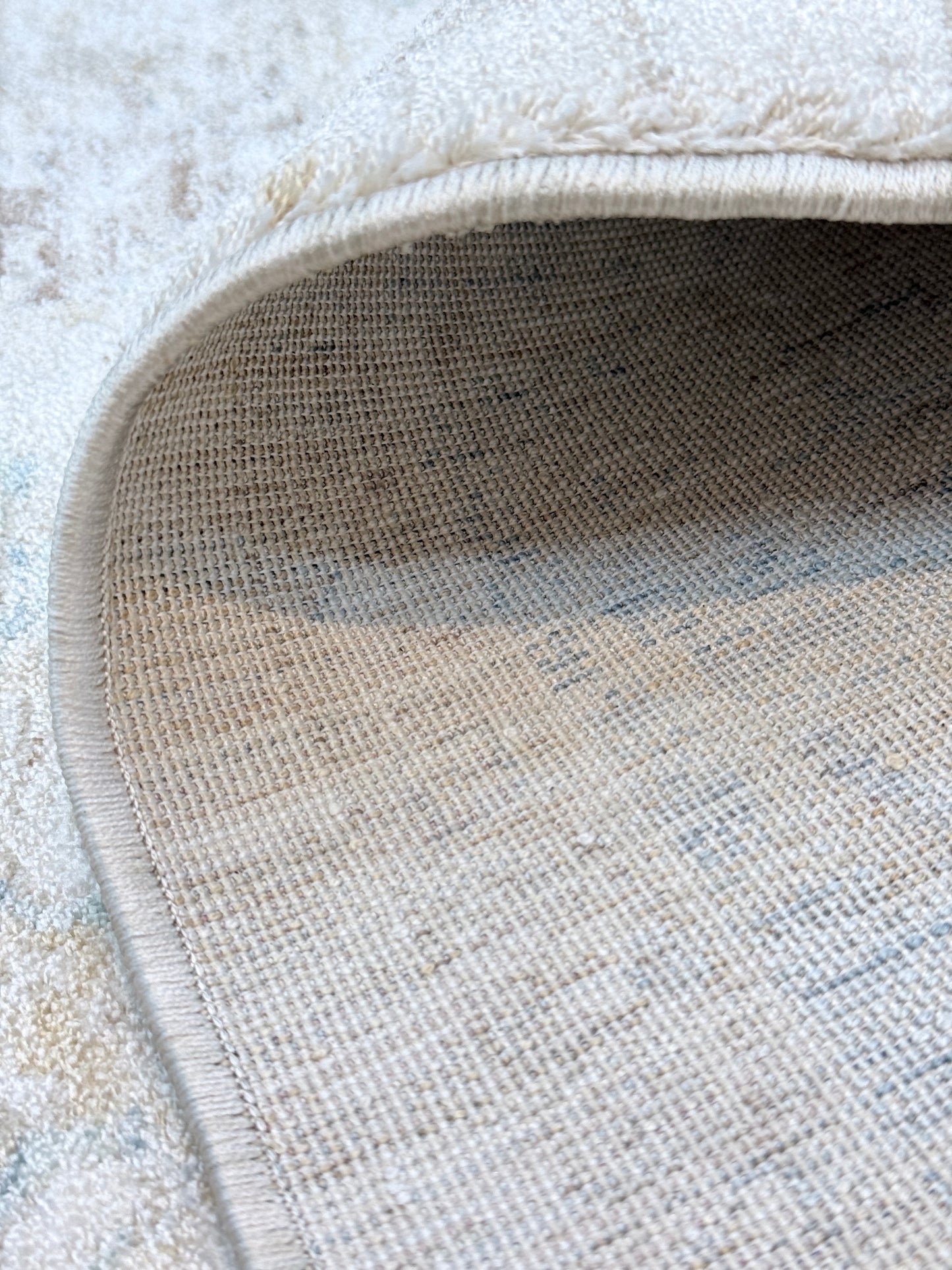 Serene Medallion Distressed Rug | Cream/Grey & Slate Blue | Size 150x230 cm (4.11x7.6 ft)