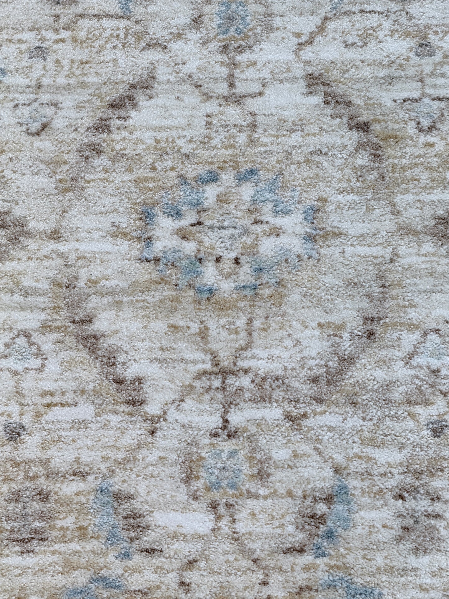 Serene Medallion Distressed Rug | Cream/Grey & Slate Blue | Size 150x230 cm (4.11x7.6 ft)