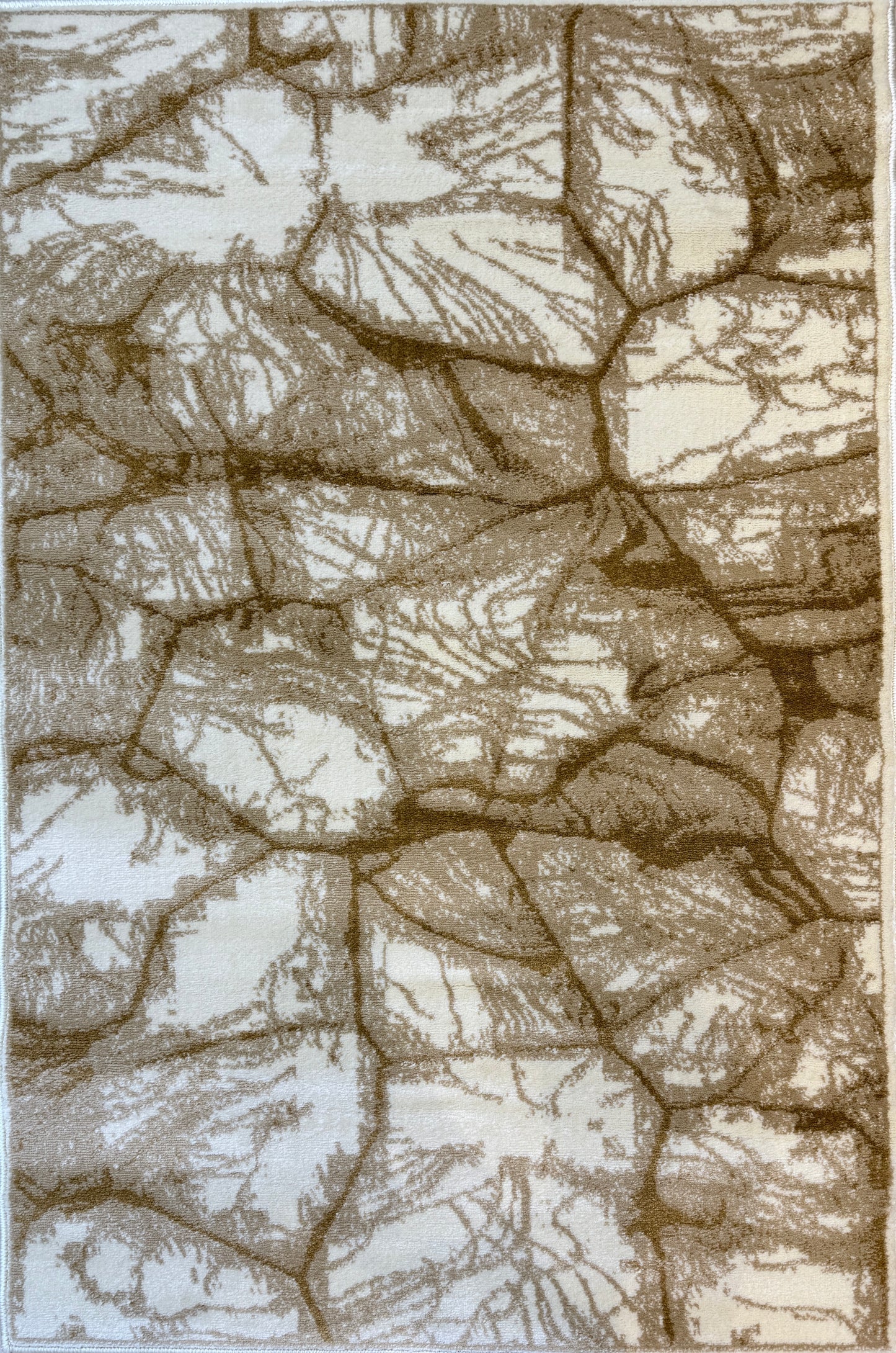 Stone Pattern Earth Tone Area Rug | Off white , Cream and Mocha | Size 3.3x5.0 ft