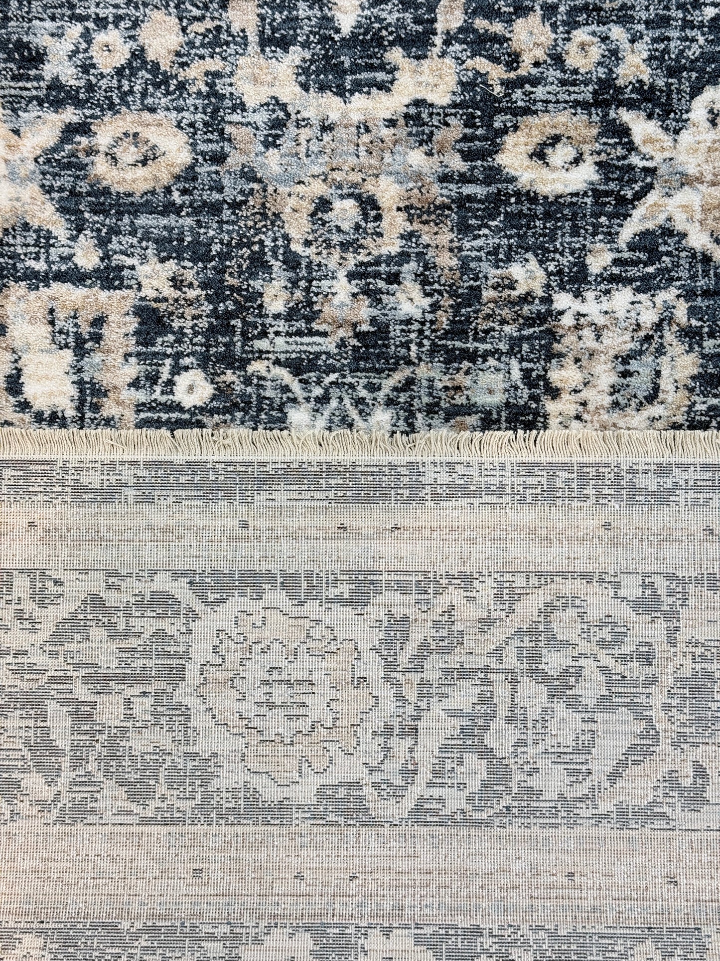 Vintage Medallion Oriental Rug | Blue, Cream, and Grey | Size 150x230 cm (4.11x7.6 ft)