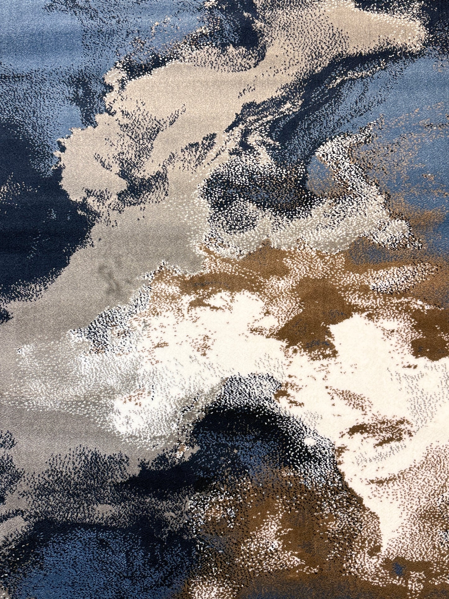 Celestial Nebula Abstract Area Rug | navy, slate blue, charcoal & bronze | Size 3.3x5.0 ft