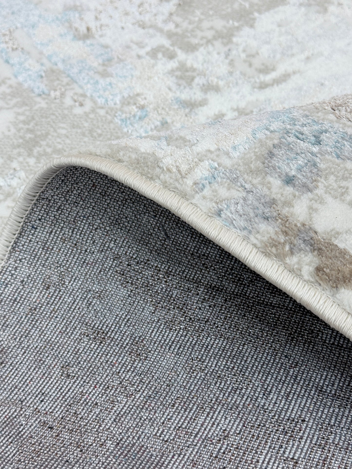 Abstract Distressed Texture Rug | Grey, Beige, and Blue | Size 150x220 cm (4.11x7.2 ft)