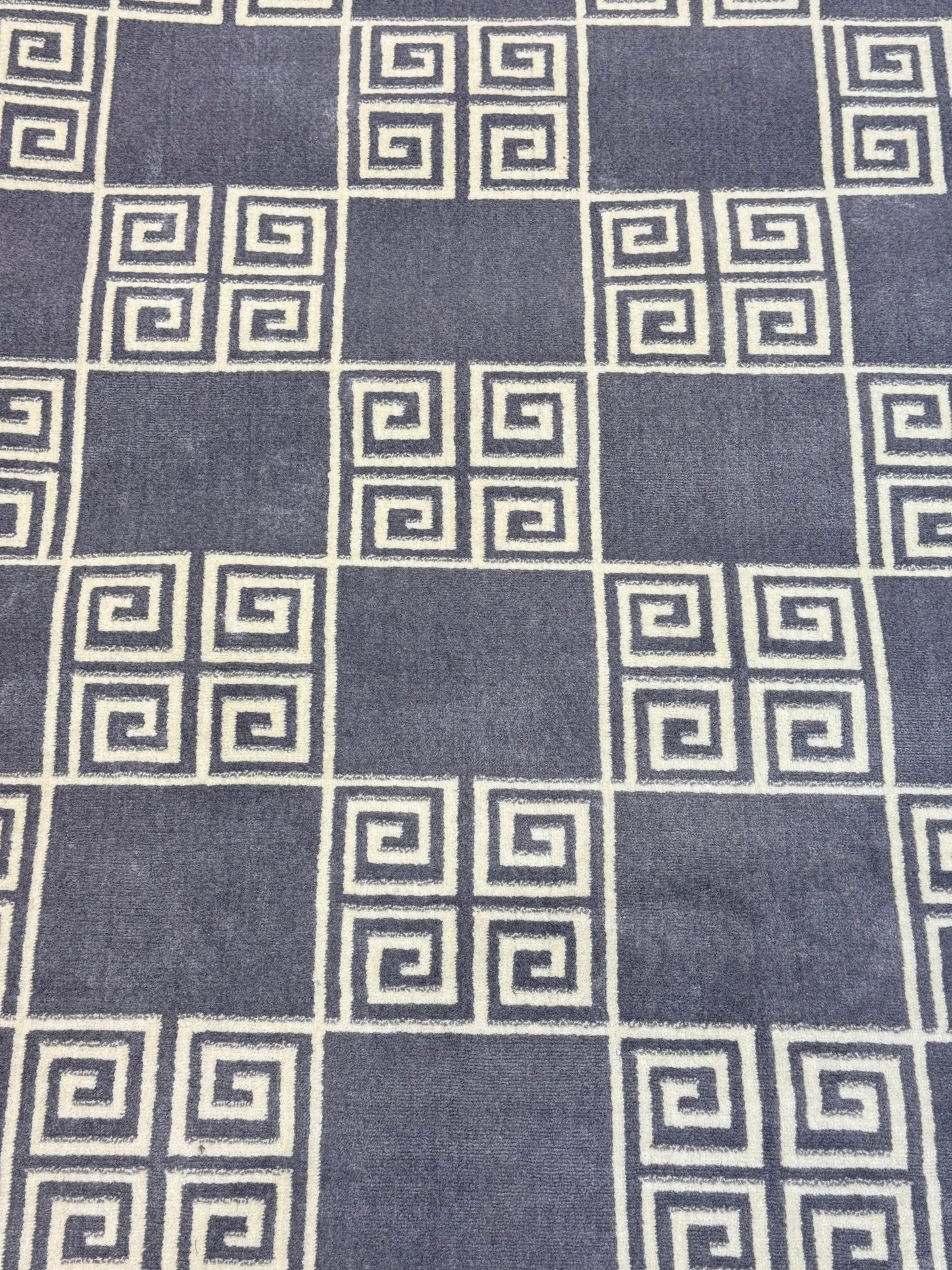 Geometric Square Rug – 5x8 ft | Grey & Ivory Check Pattern | Contemporary Area Rug