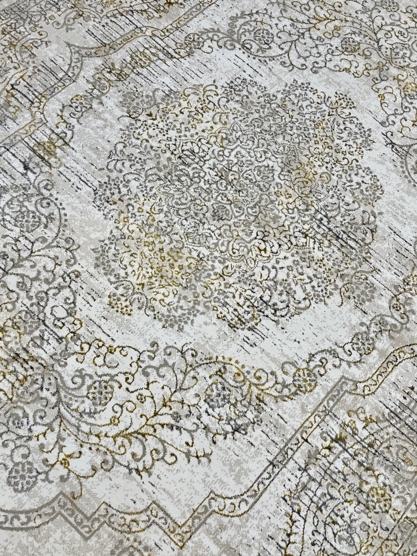 Vintage Persian-Style Area Rug |Ivory & Beige Floral Medallion | Size150×220 cm (4.11×7.3 ft)