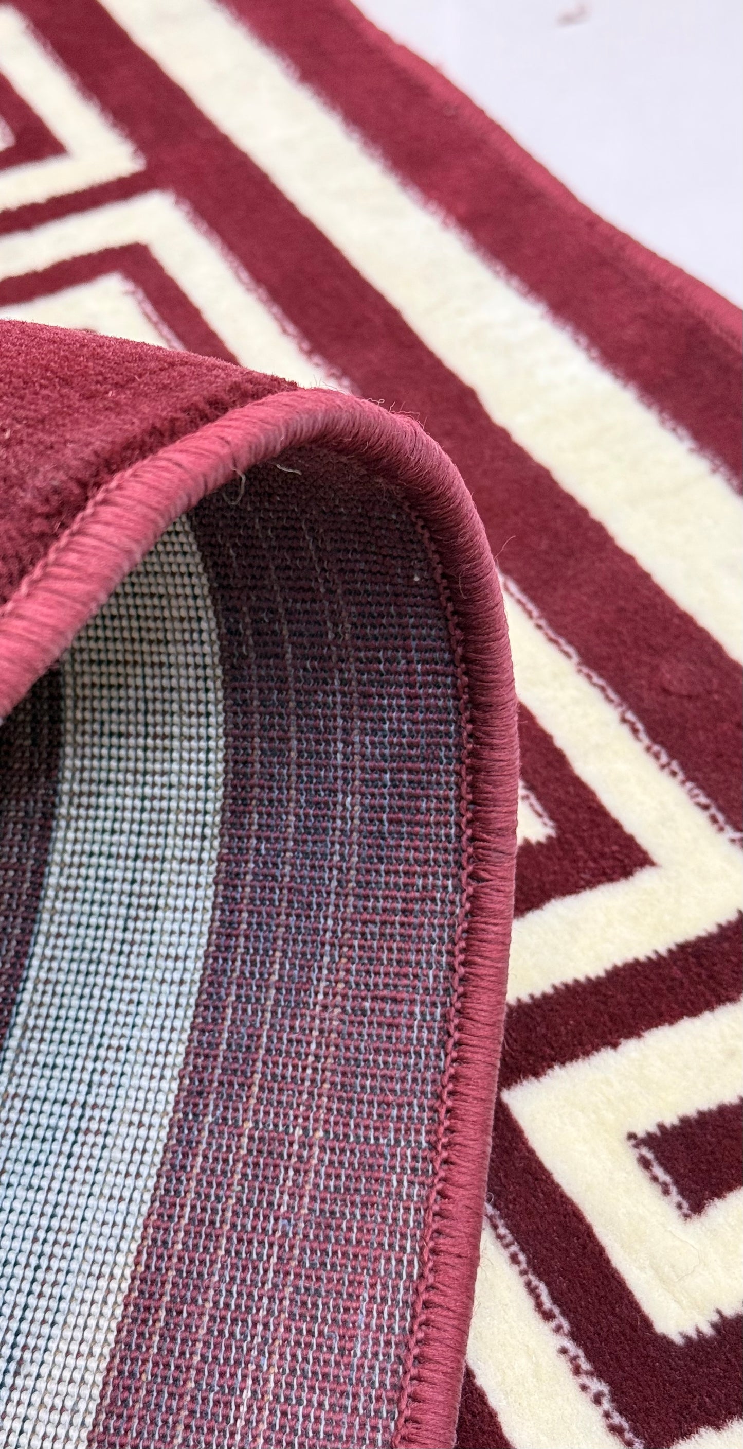 Mythic Medusa Greek Key Area Rug | Burgundy & Cream | Size (5x8) Versace aesthetic