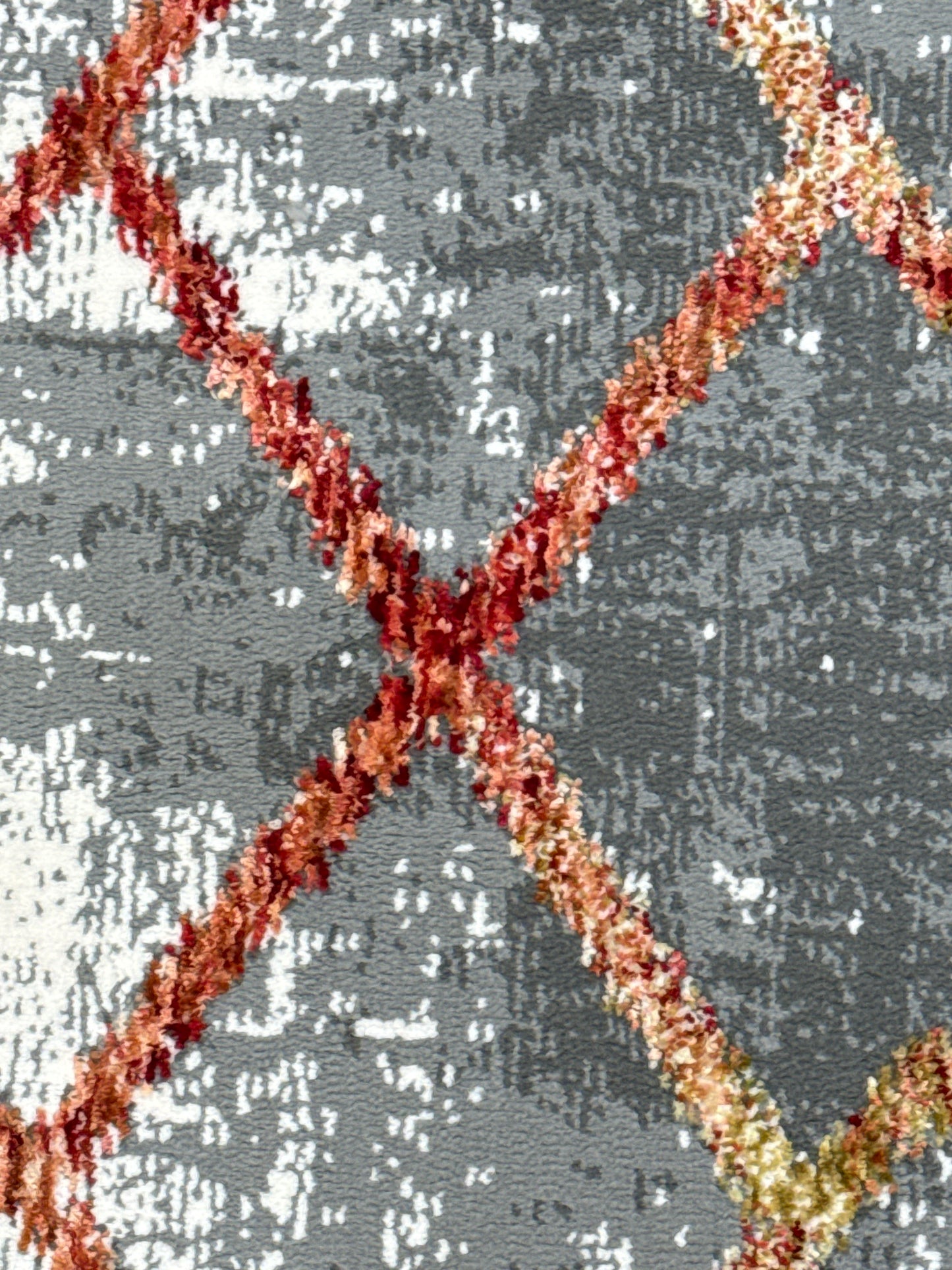 Vintage Wash Rug: Gray, Cream, Red, and Olive - Size (4.10x7.3)ft