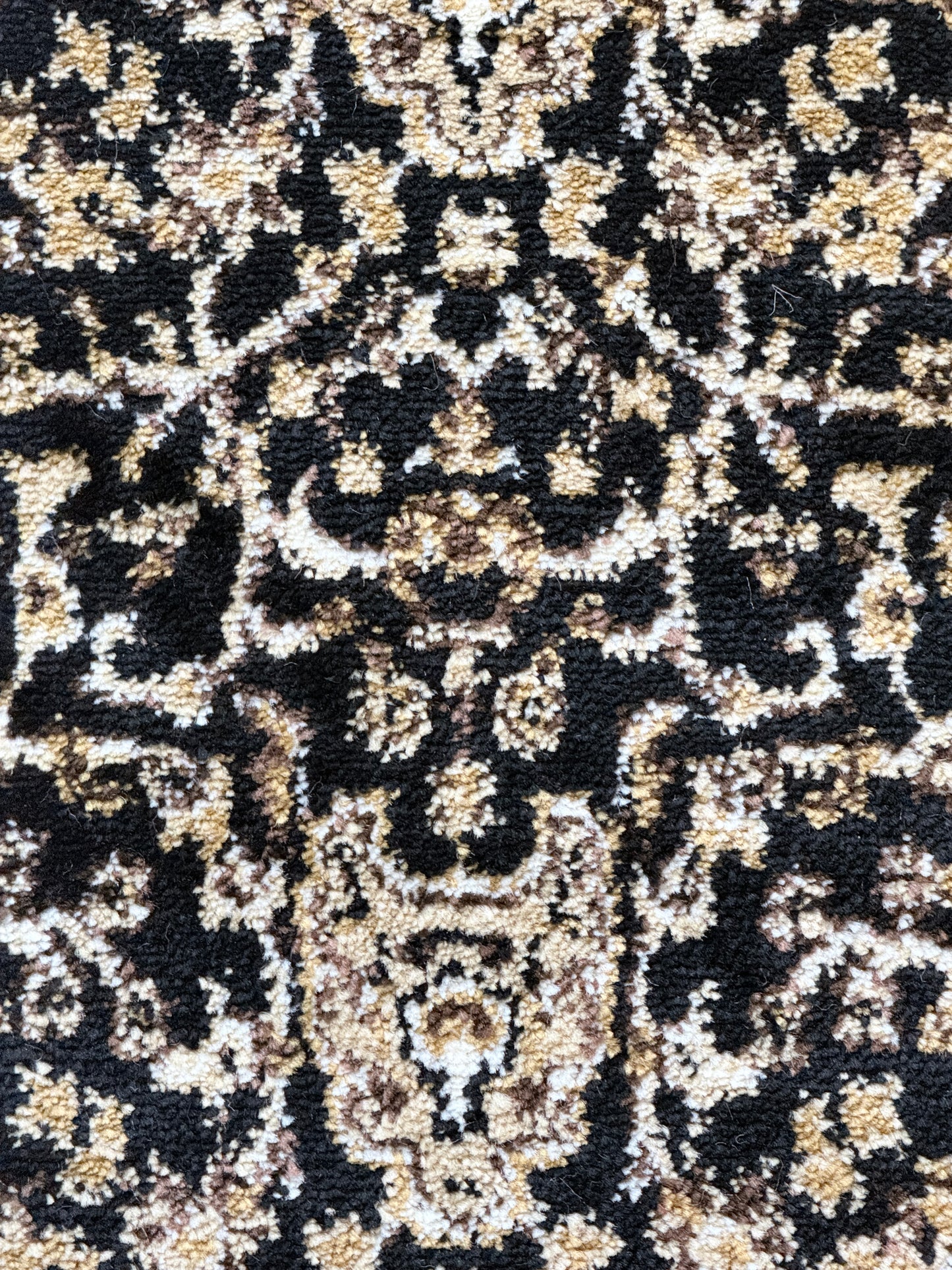 Traditional Persian Style Runner Rug Black and Beige | Size 2.7 x 13.0 Feet