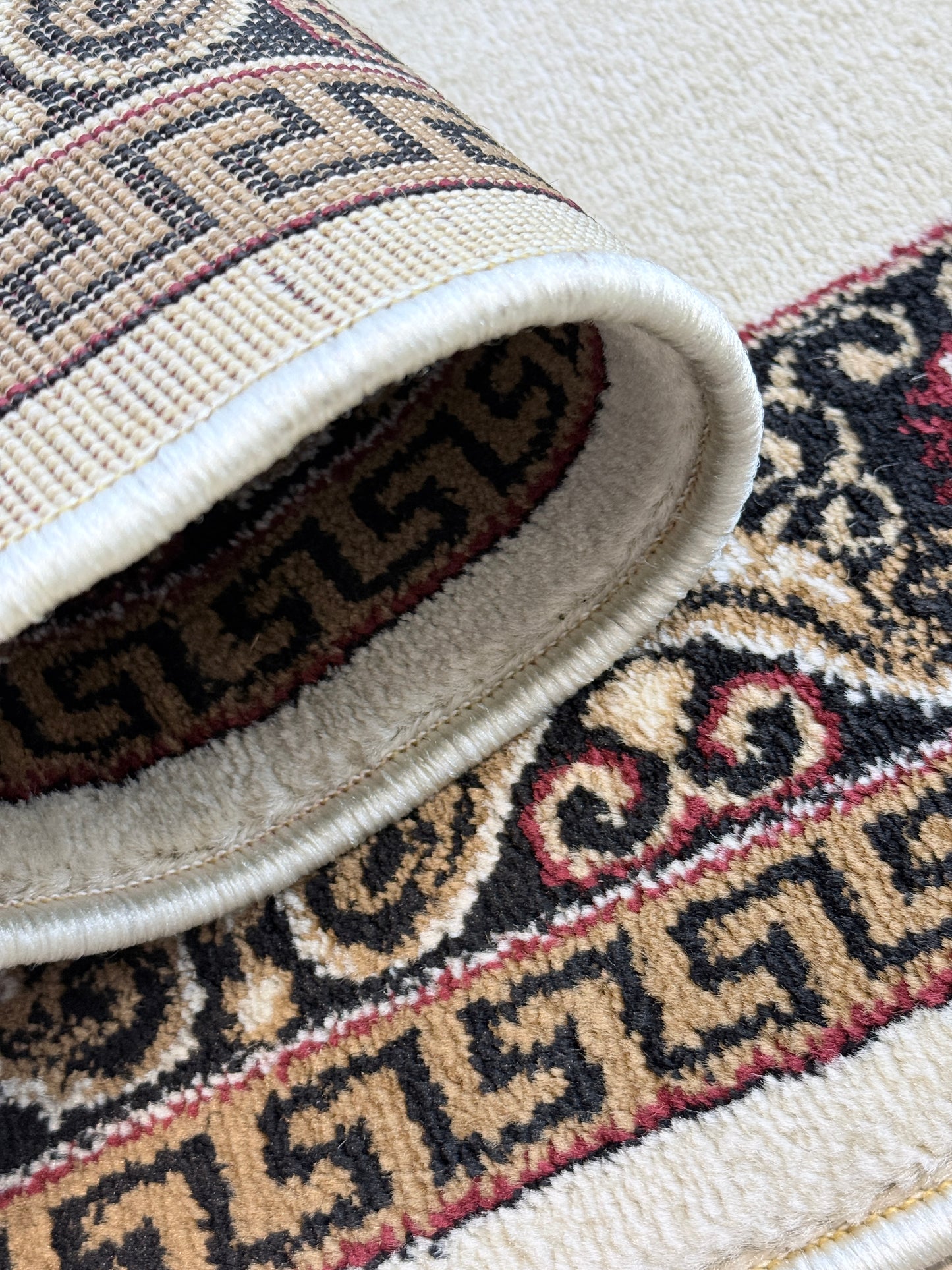 Classic Medallion Runner Rug Beige Brown Black 2.7 x 13.2 feet