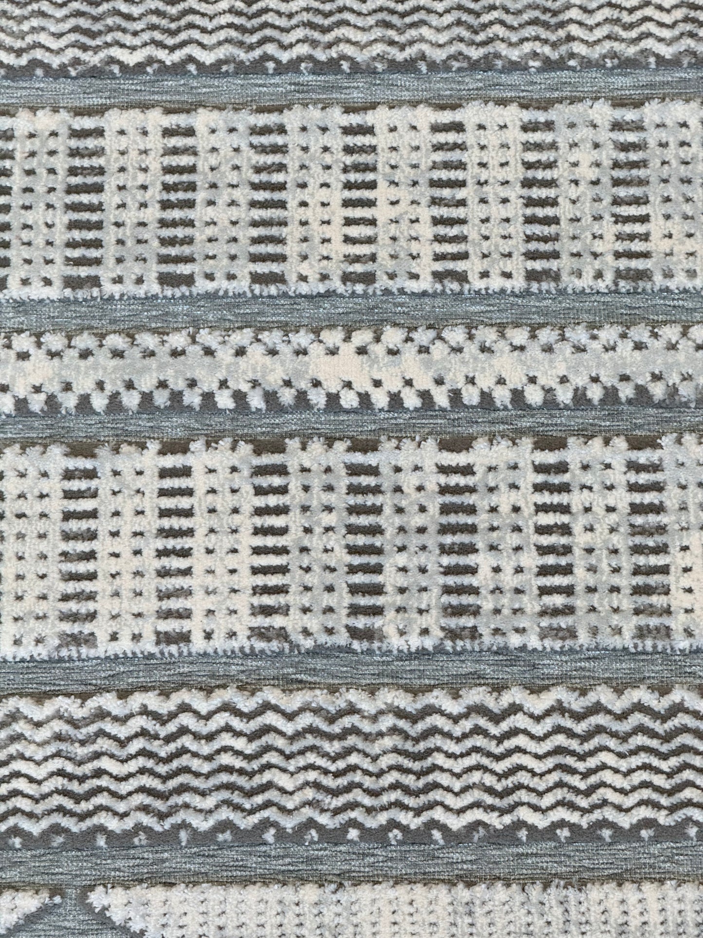 Modern Geometric Pattern Light Cream & Grey - Rug - Size (6.7x9.6)ft