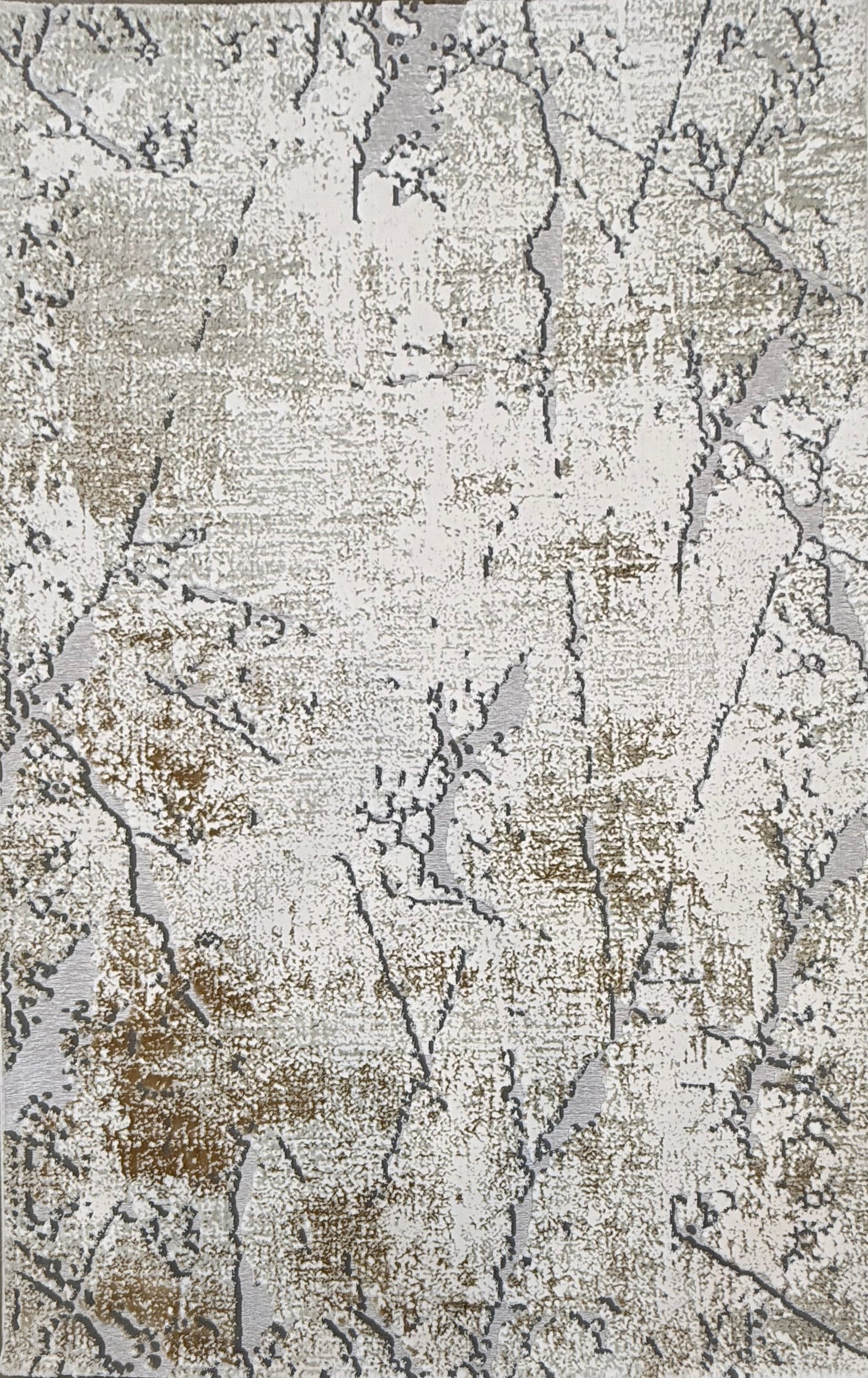 Neutral Abstract Design Rug - Off-White, Grey & Beige - Size 150x220cm (4.10x7.3)ft
