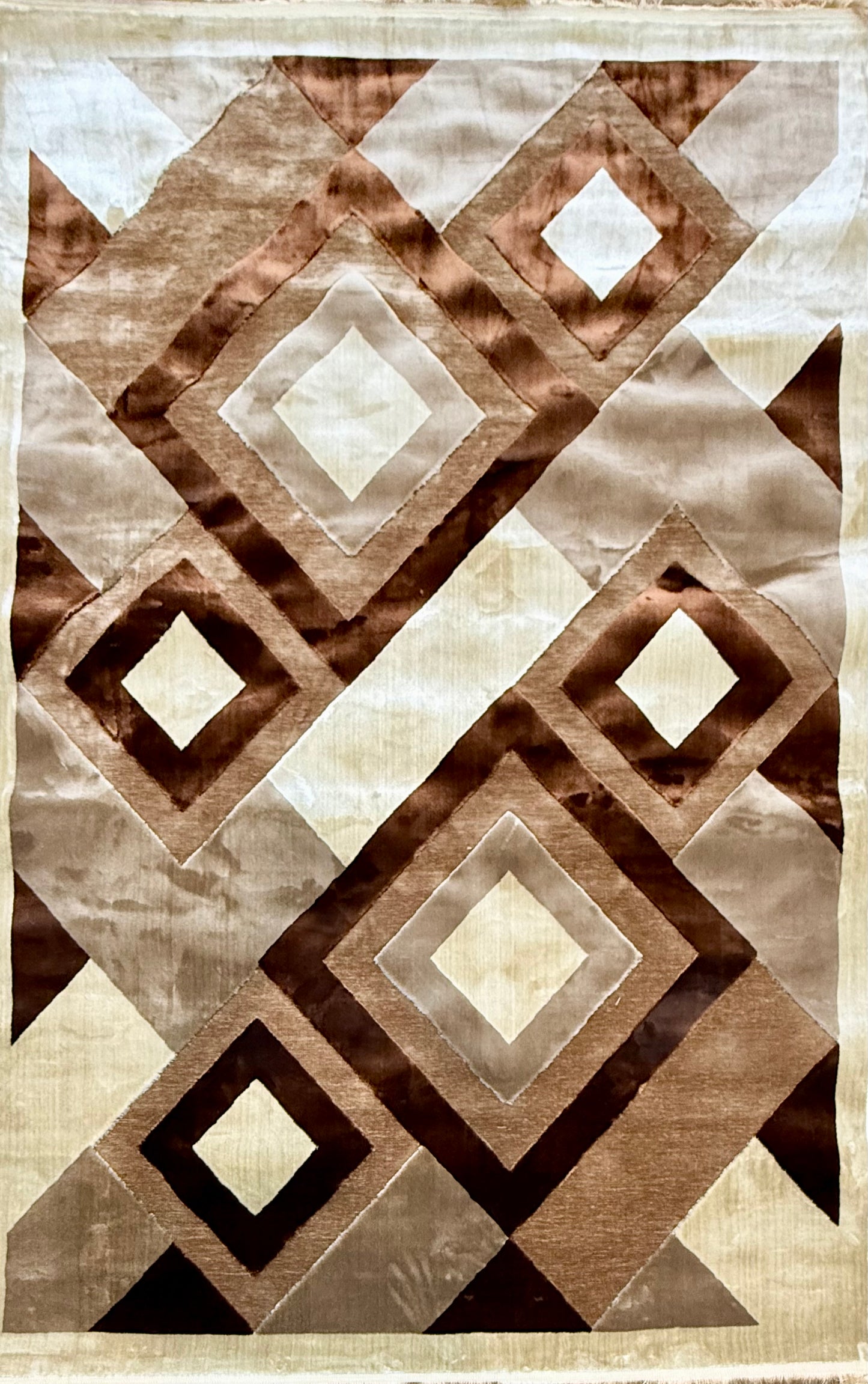 Geometric Chenille Rug - Beige, 200x290cm (6.7x9.6)ft