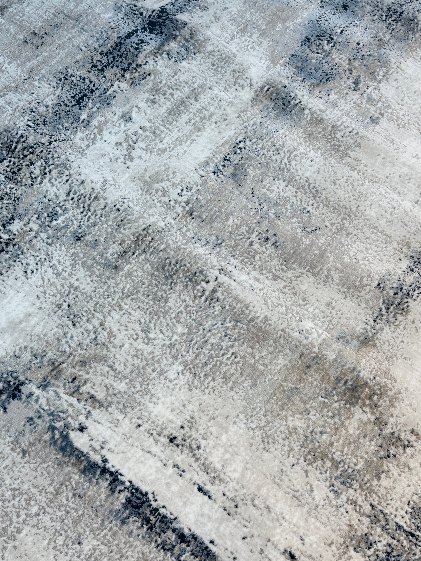 The Cloudy Horizon Area Rug soft grey, dark navy, and off-white tones | Size 150x220 cm (4.11x7.3 ft)