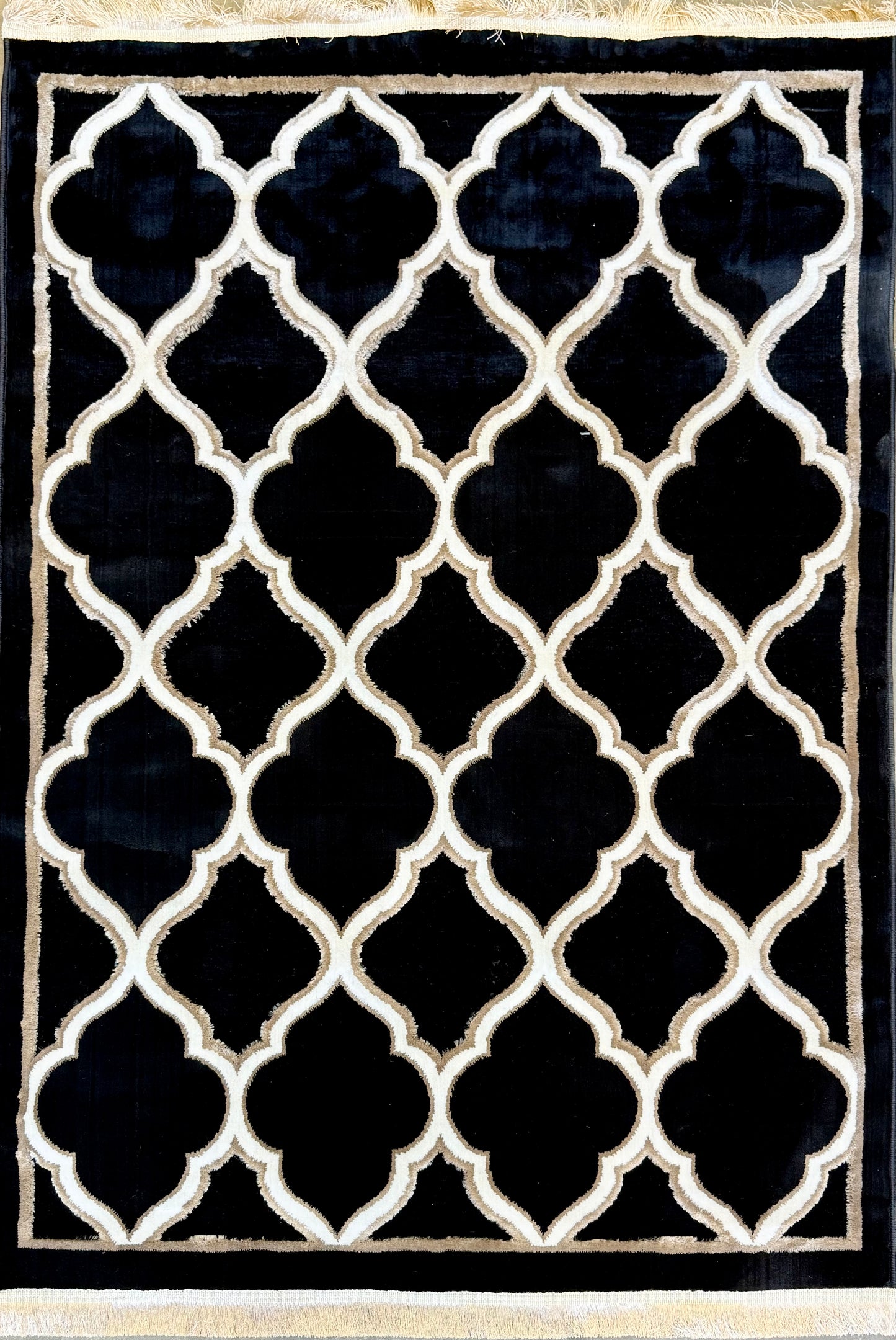 Chenille Moroccan Elegance Black Rug 125x170cm (4.1x5.7)ft