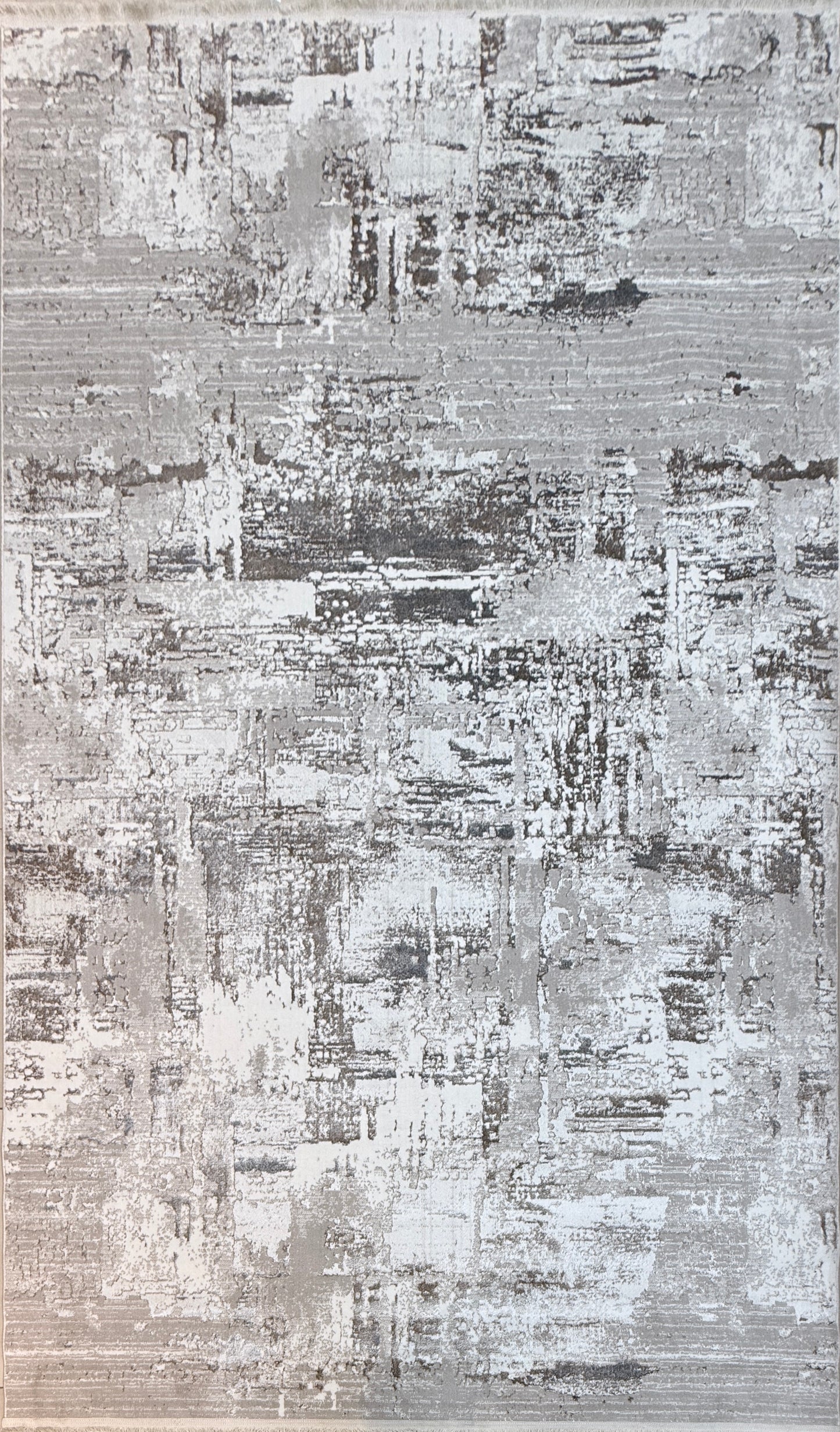 Modern Abstract Distressed Rug | Grey, Silver & Charcoal | Size 200x300 cm (6.6x9.10 ft)