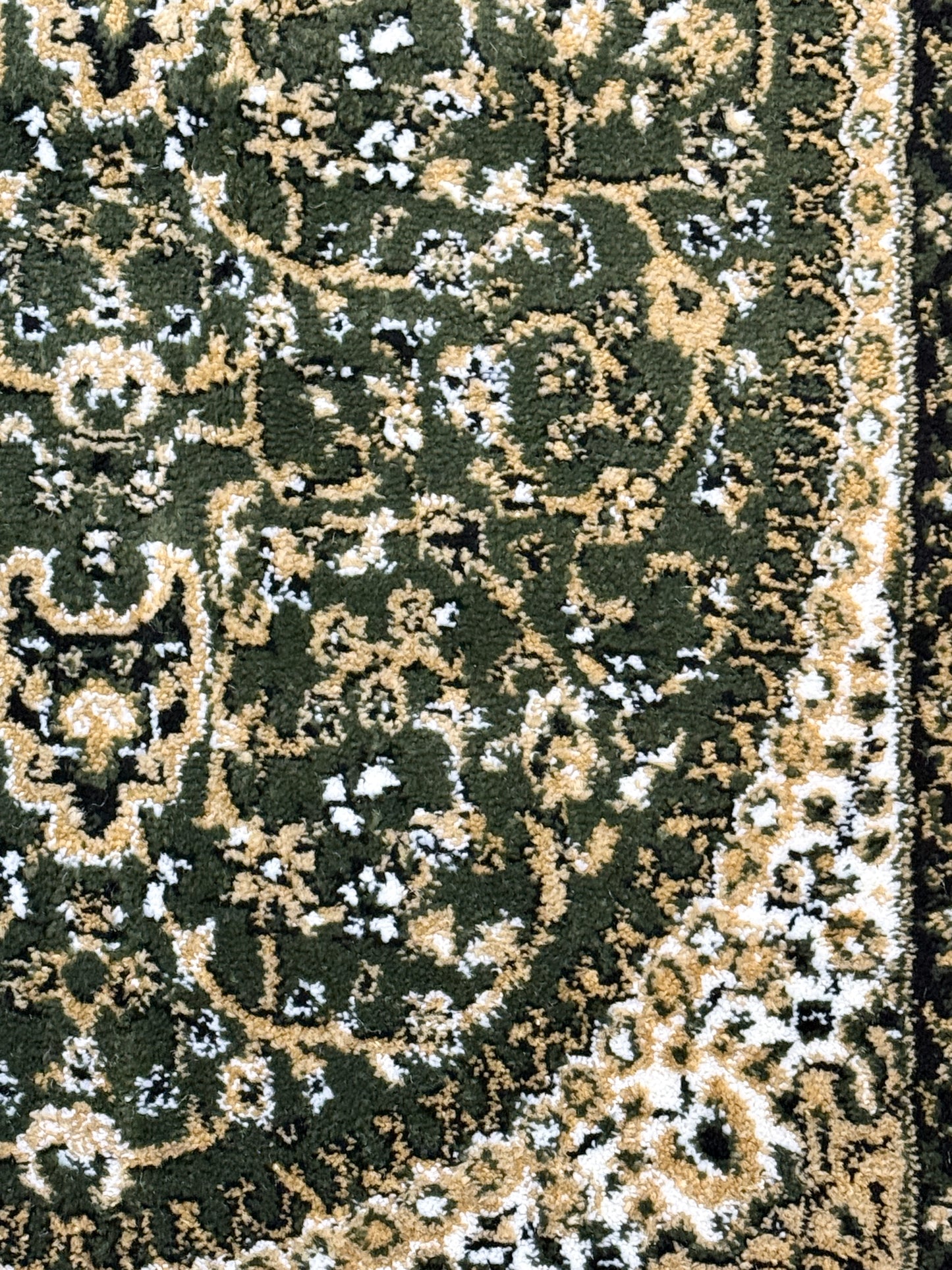 Persian Style Hallway Runner | Green Cream Beige Black | Size 2.7 x 13.2 ft