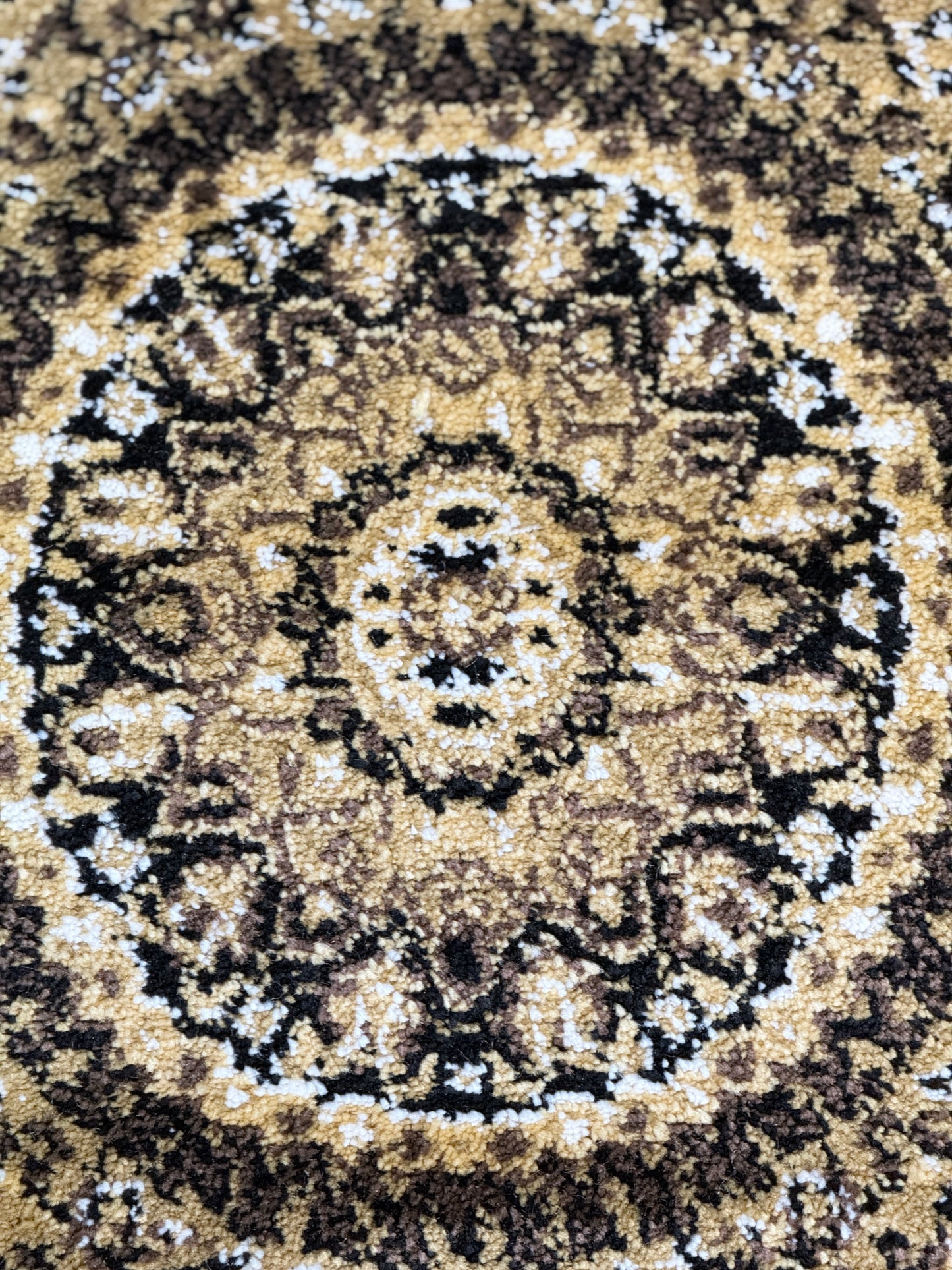 Antique Medallion Hallway Runner | gold, charcoal black & cream | Size 2.7x5.0 ft