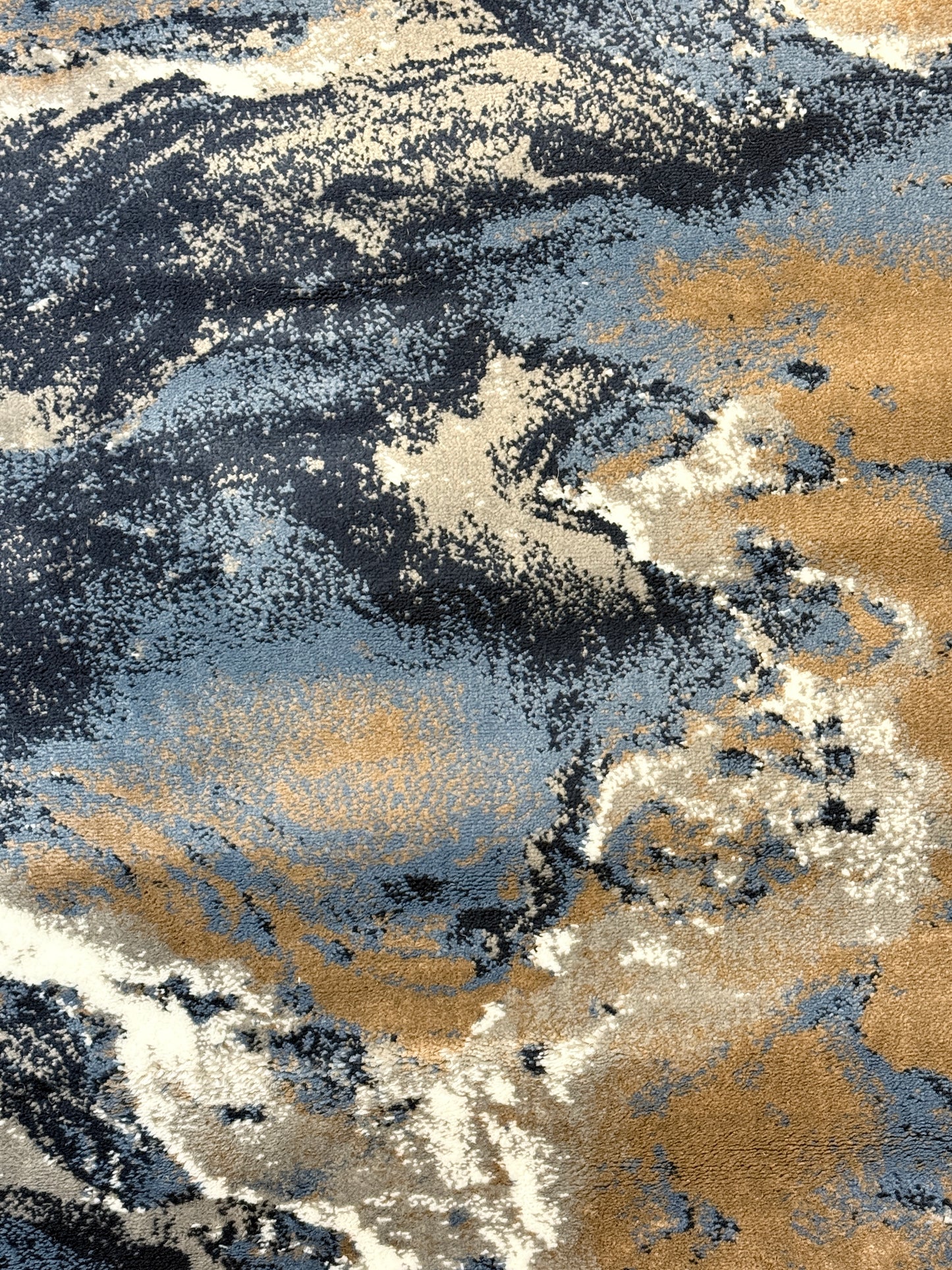 Azure Storm Abstract Rug  |slate blue, navy, sandy beige, and white | Size 3.3x5.0 ft