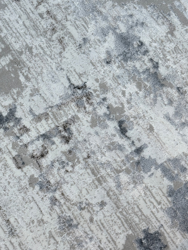 Modern Abstract Distressed Rug | Grey and White | Available In Two Siz ...