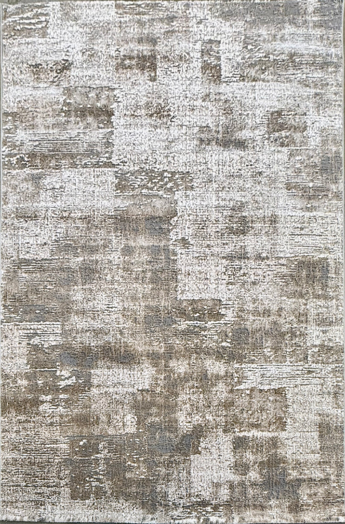 Distressed Grid Rug - Light and Dark Grey Blend, Size 150x225cm (4.10x7.3)ft