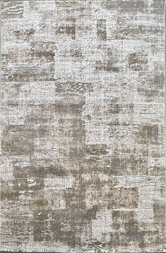Distressed Grid Rug - Light and Dark Grey Blend, Size 150x225cm (4.10x7.3)ft