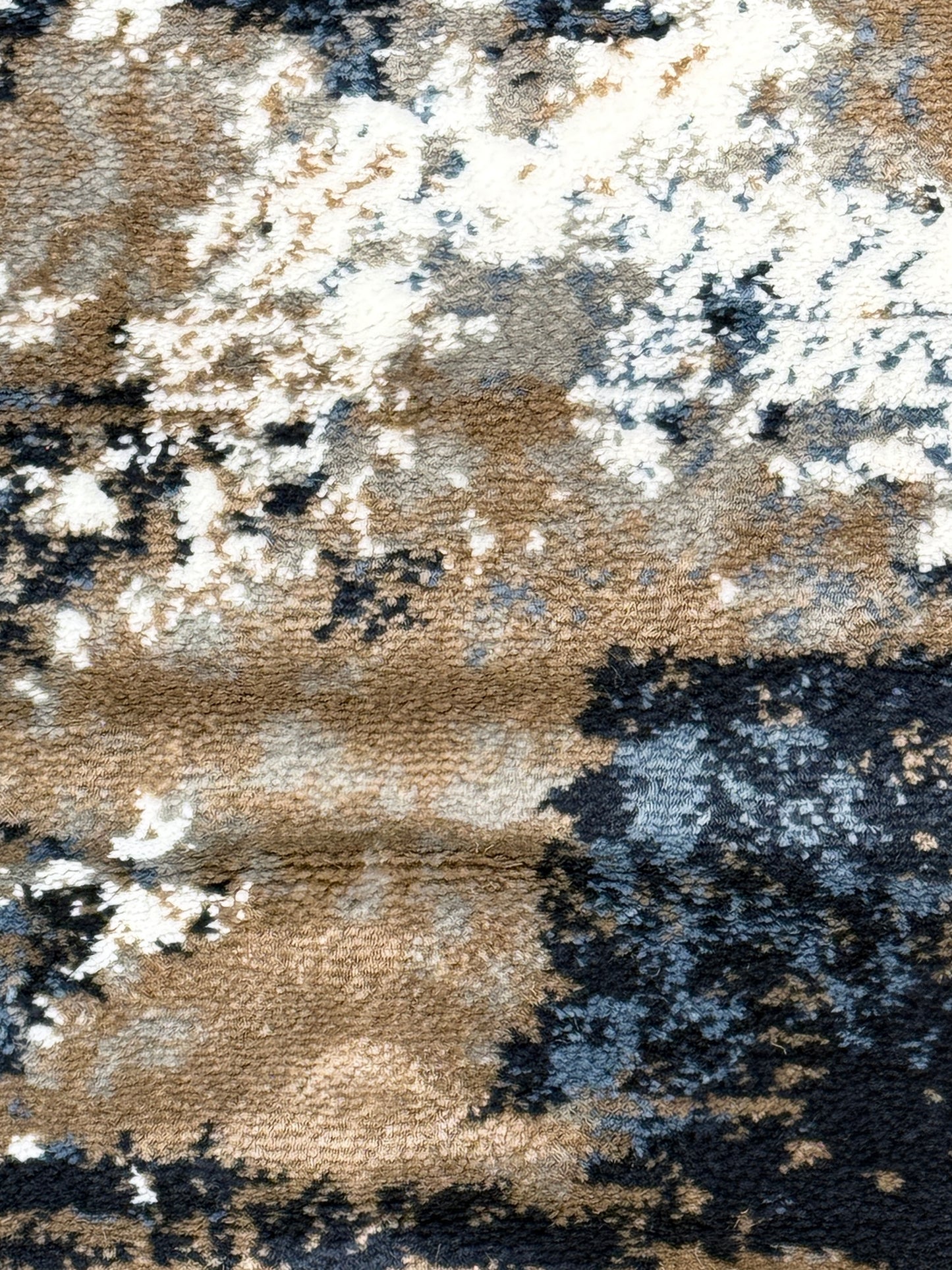 Abstract Midnight Area Rug | navy blue, slate grey, sandy tan & white | Size 3.3x5.0 ft