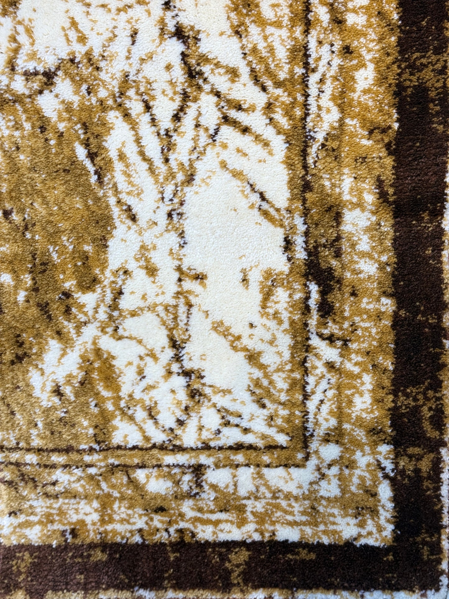 Abstract Marble Pattern Runner Rug | Beige Cream Brown and Black | Size 2.7x5.0 ft