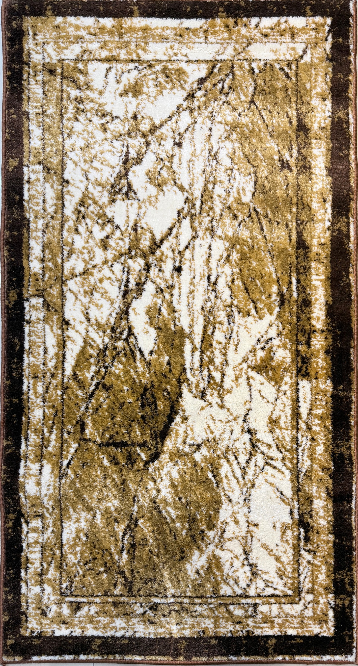 Abstract Marble Pattern Runner Rug | Beige Cream Brown and Black | Size 2.7x5.0 ft