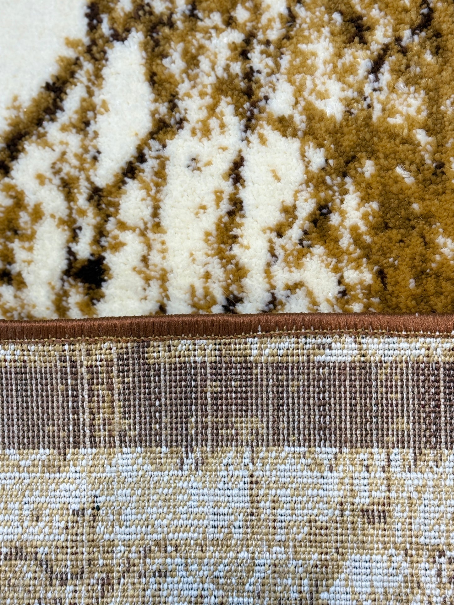 Abstract Marble Pattern Runner Rug | Beige Cream Brown and Black | Size 2.7x5.0 ft