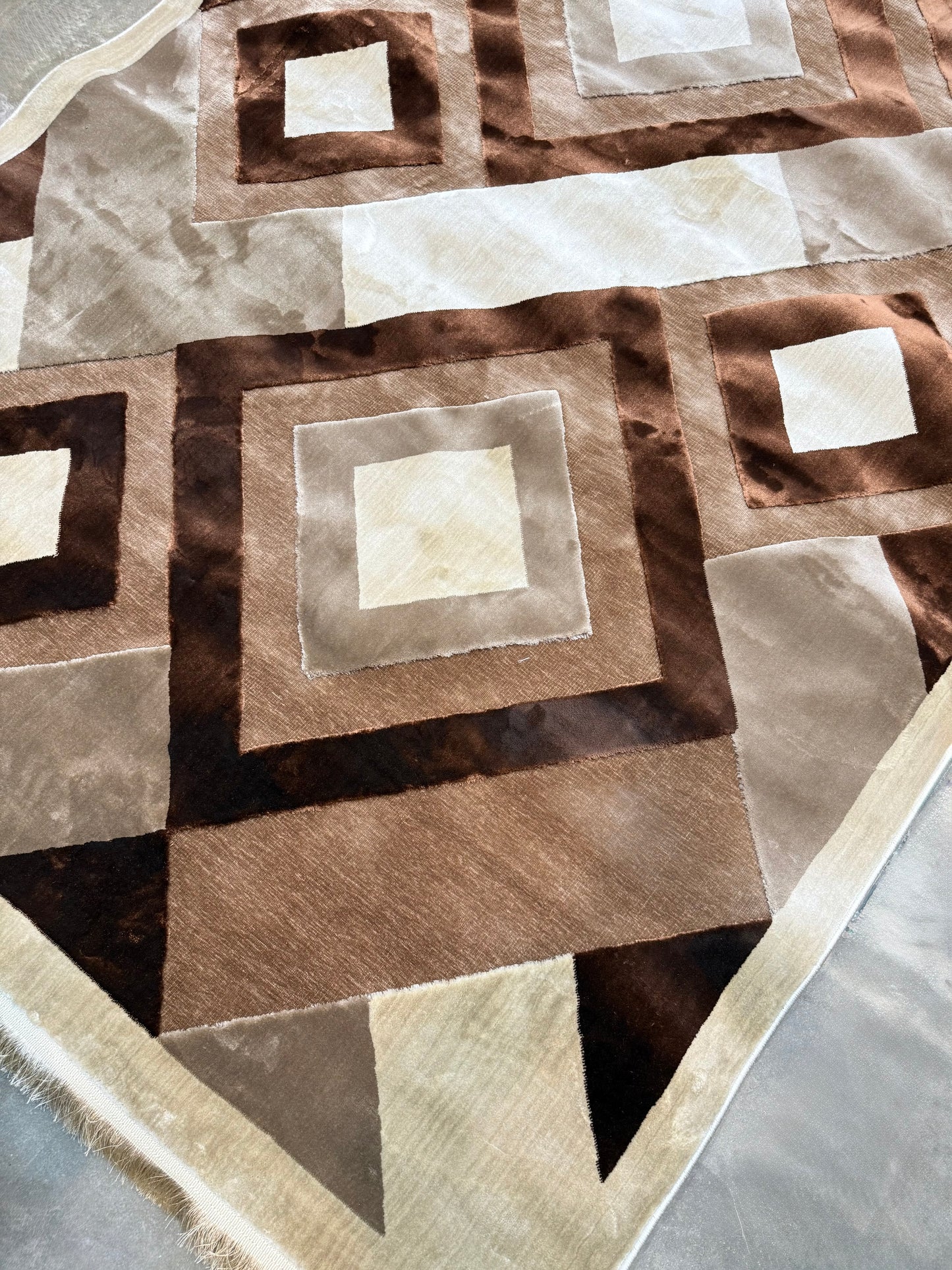 Geometric Chenille Rug - Beige, 200x290cm (6.7x9.6)ft