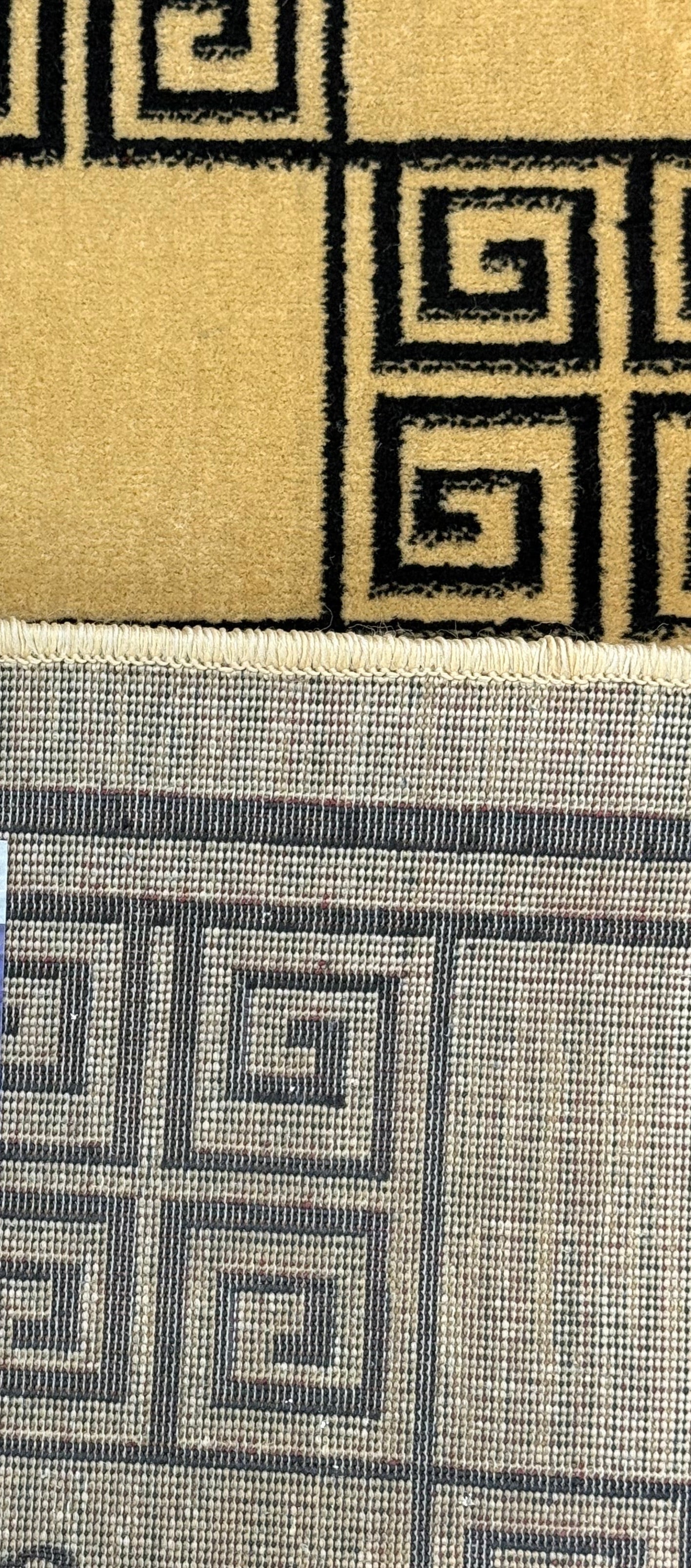 This Geometric Greek Key Area Rug | Black and Beige color palette | Size 4x6 feet.