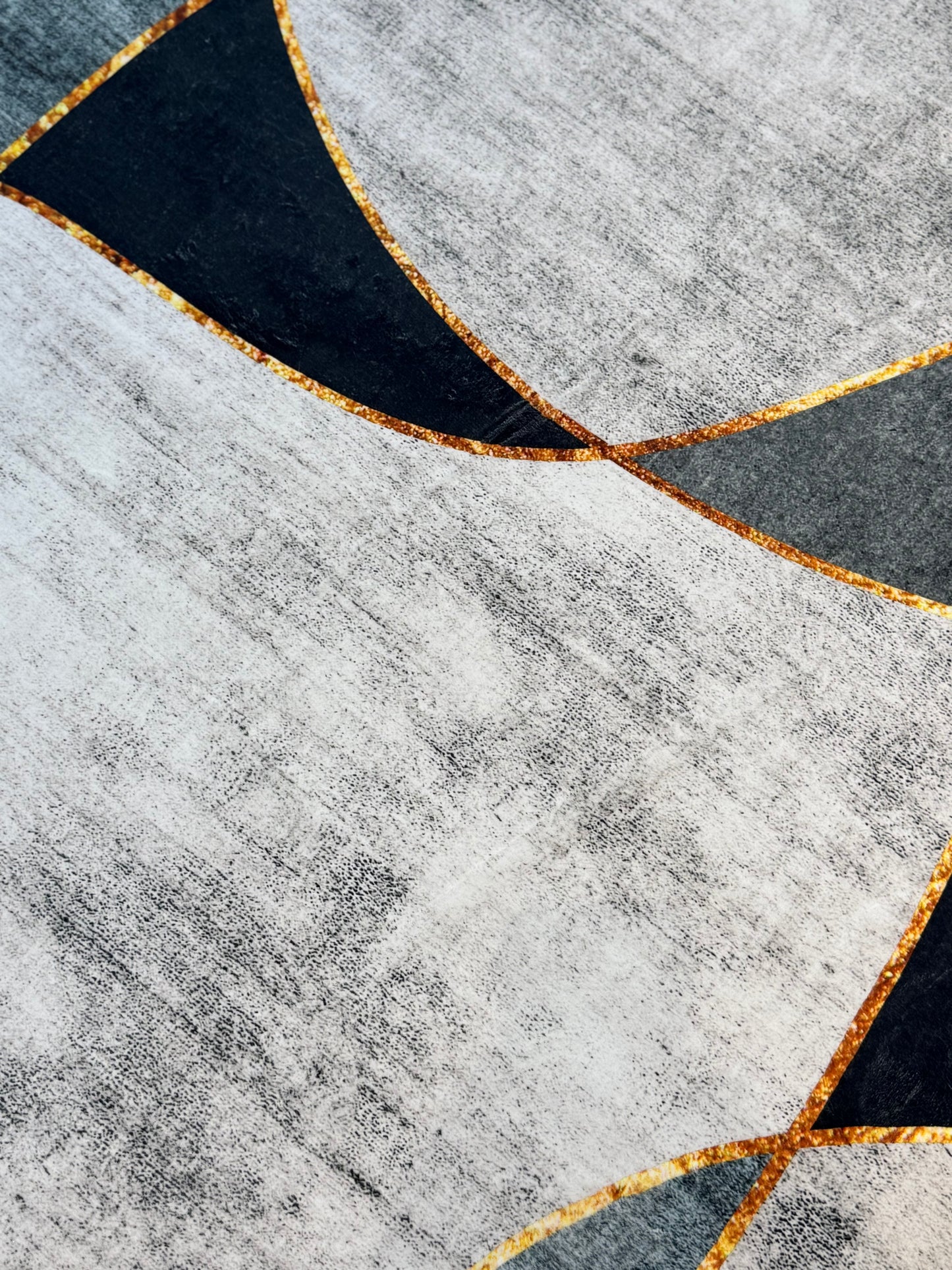 Modern Abstract with Gold Lines/Curves | Grey Black Gold Rug | Size 120x170cm (approx. 4'.0" x 5'7")ft