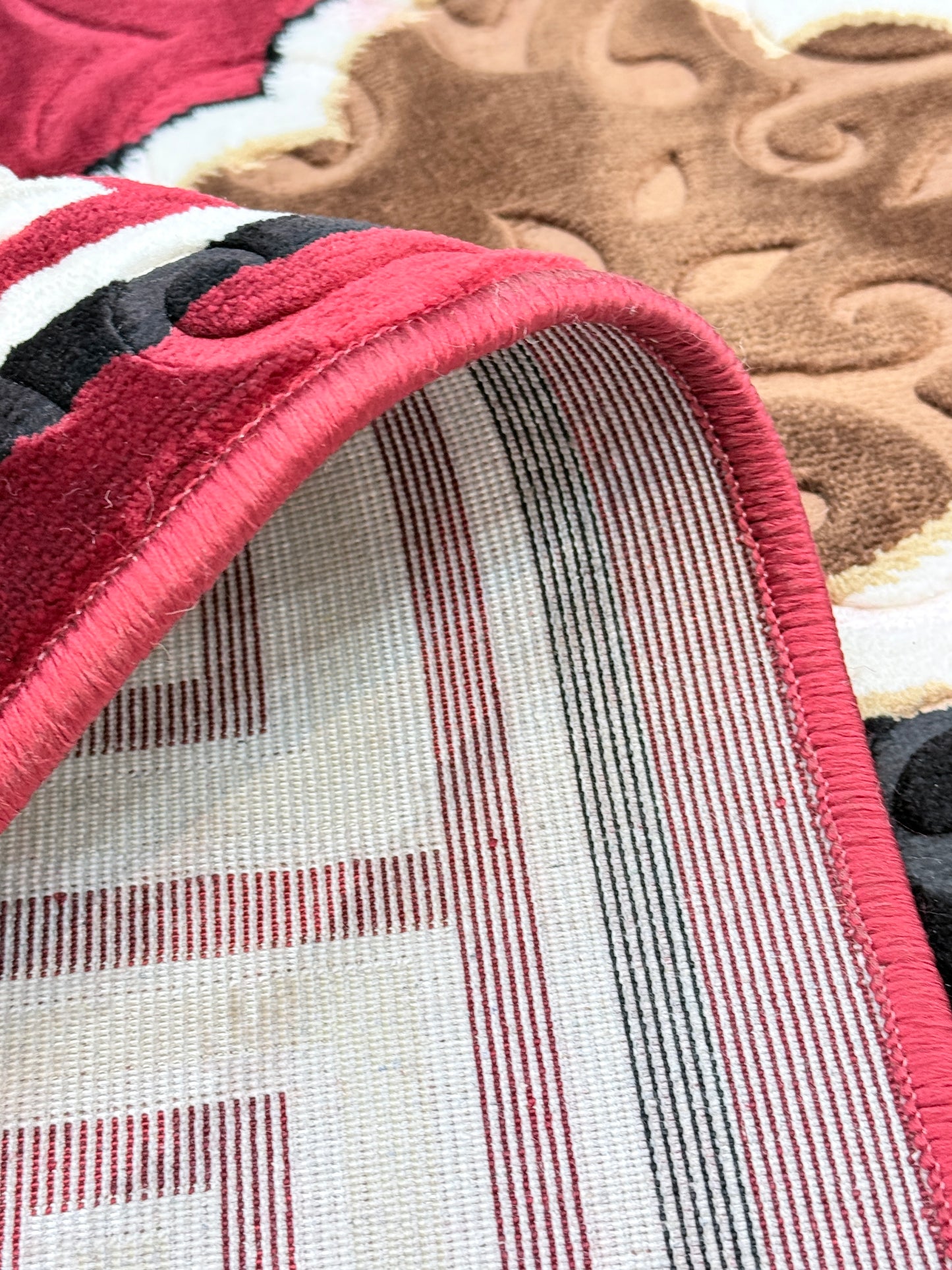 Marrakesh Lattice Area Rug | Burgundy, Cream & Espresso | Size 150x230 cm (4.11x7.6 ft)