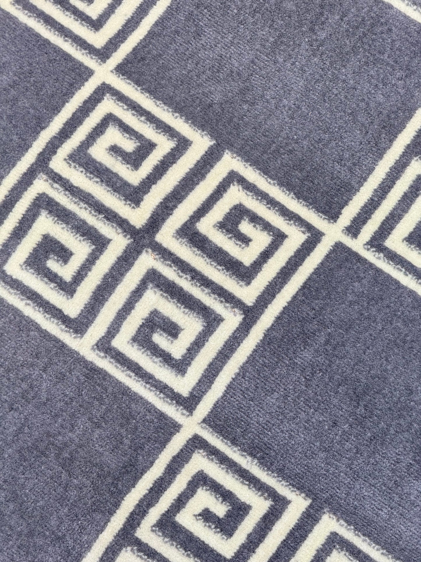 Geometric Square Rug – 5x8 ft | Grey & Ivory Check Pattern | Contemporary Area Rug