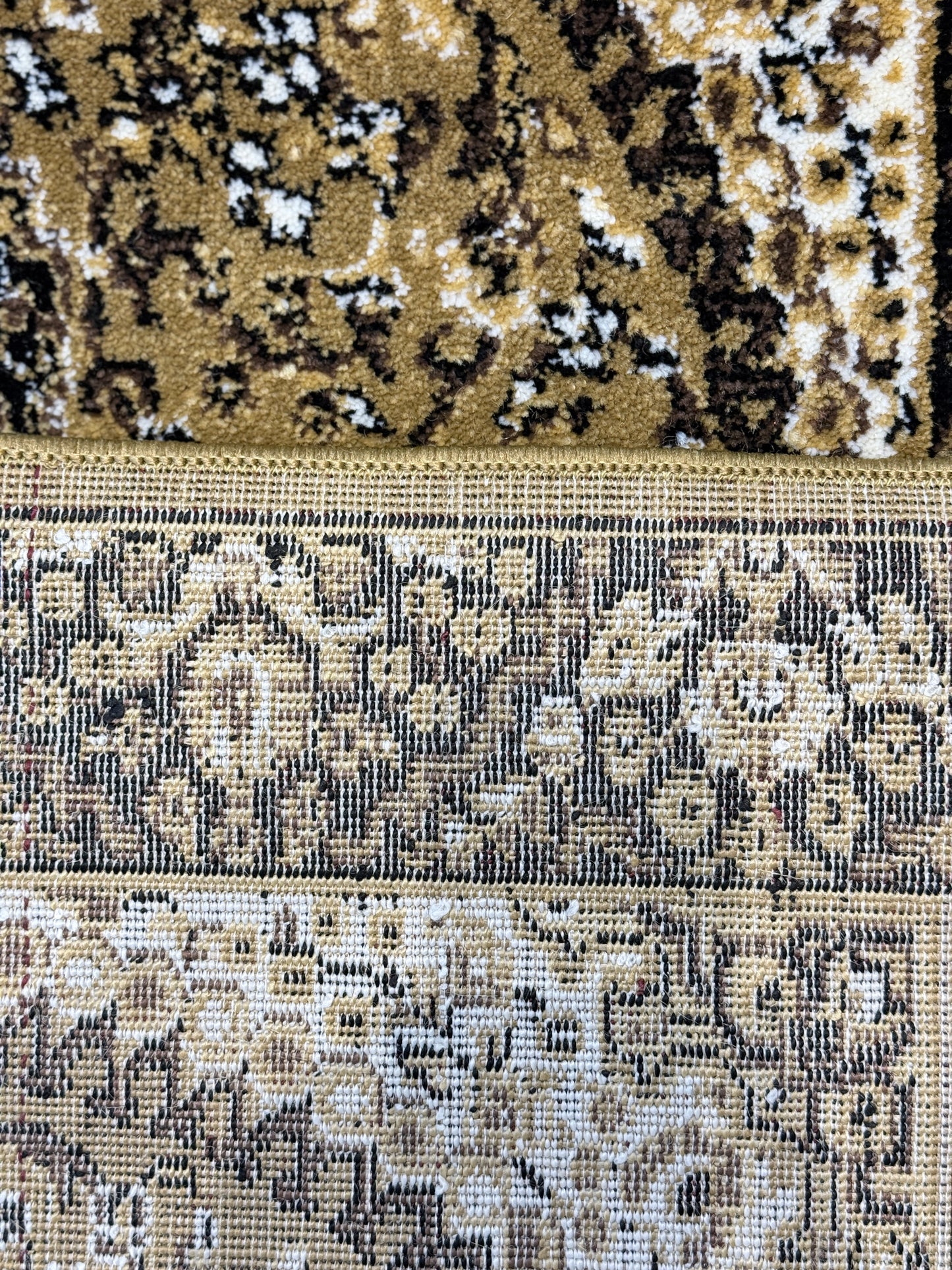 Antique Medallion Hallway Runner | gold, charcoal black & cream | Size 2.7x5.0 ft