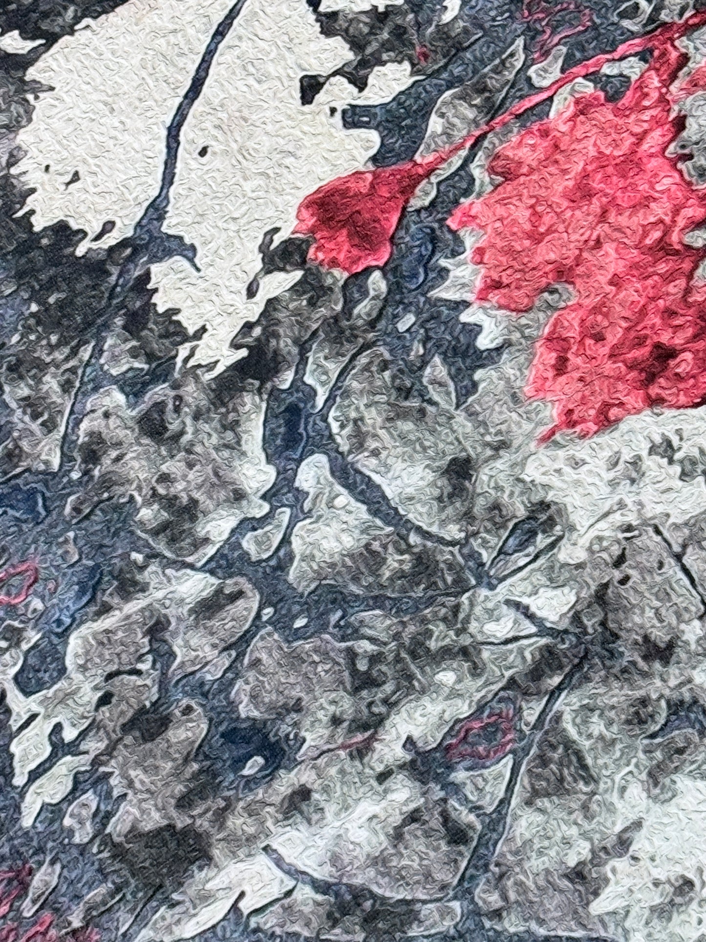 Floral Modern Area Rug | charcoal pink grey | Size 80x150 cm (2.7x4.11)ft